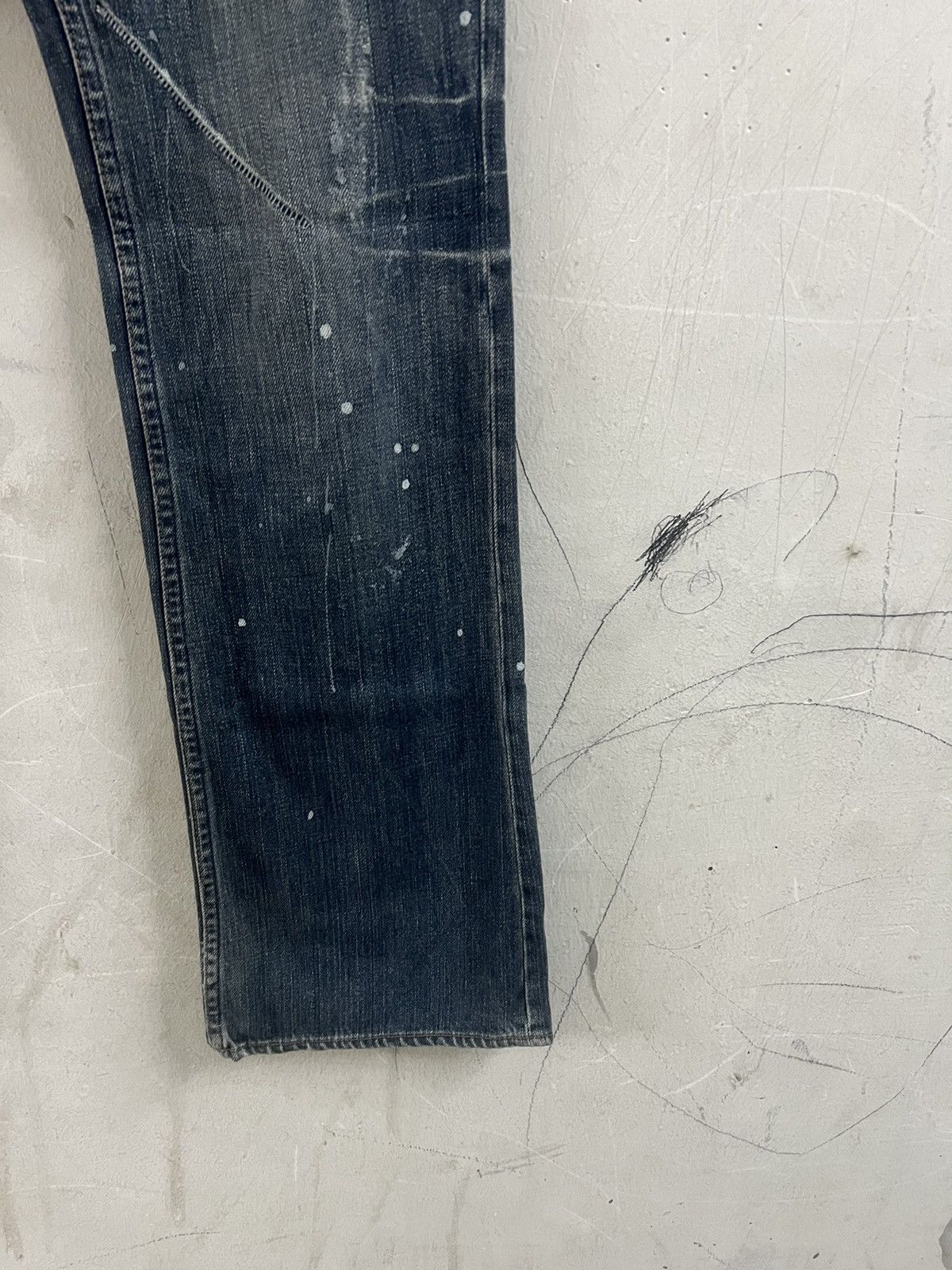 4GSELLER × Japanese Brand × Vintage FLARED🔥ROOT THREE PAINTED DISTRESSED DENIM PANT Size US 31 - 5 Thumbnail