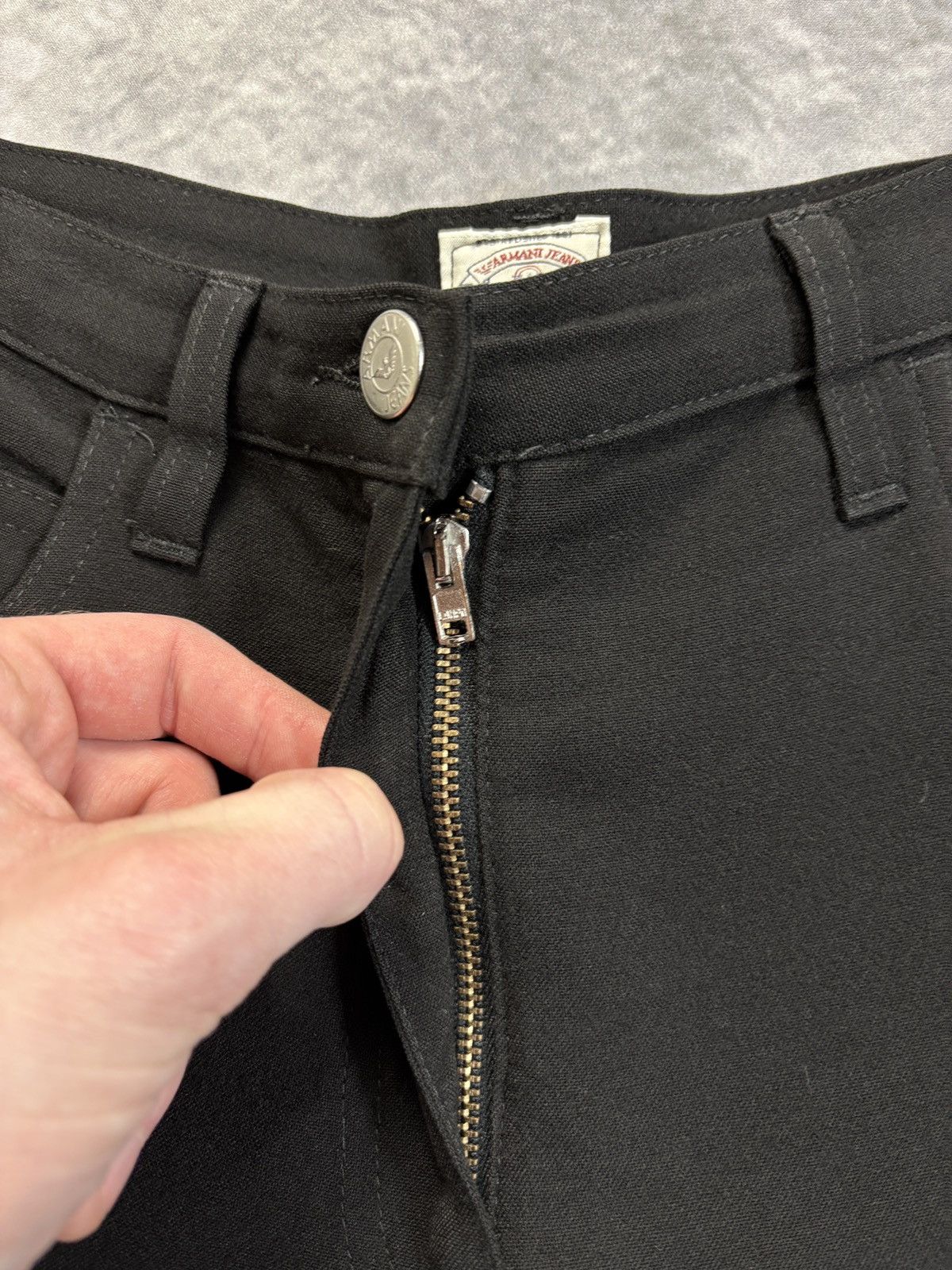 Emporio Armani × Giorgio Armani × Vintage Vintage Armani Jeans Black Trousers 1990s 2000s Wool Italy Size 26" / US 2 / IT 38 - 8 Thumbnail