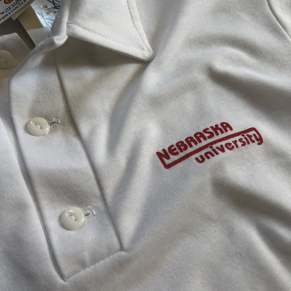 Vintage 70s UNiVERSiTY iSSUE NEBRASKA KNiT POLO COLLAR SHiRT UNL UNO Size US L / EU 52-54 / 3 - 6 Thumbnail