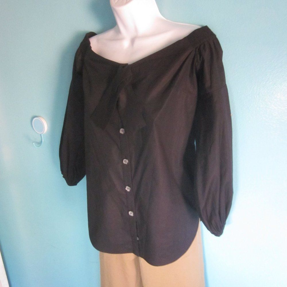 Other Saloni Cotton Off Shoulder Button Front Blouse Size 4 Size S / US 4 / IT 40 - 3 Thumbnail