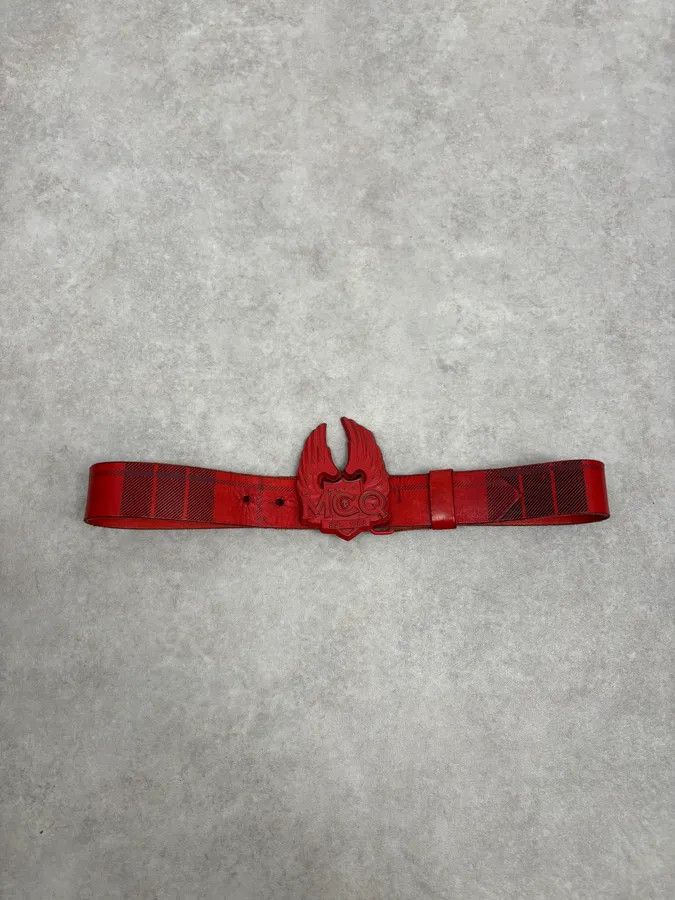 Alexander McQueen Alexander McQueen Winged Logo Buckle Red Leather Belt Size ONE SIZE - 7 Thumbnail