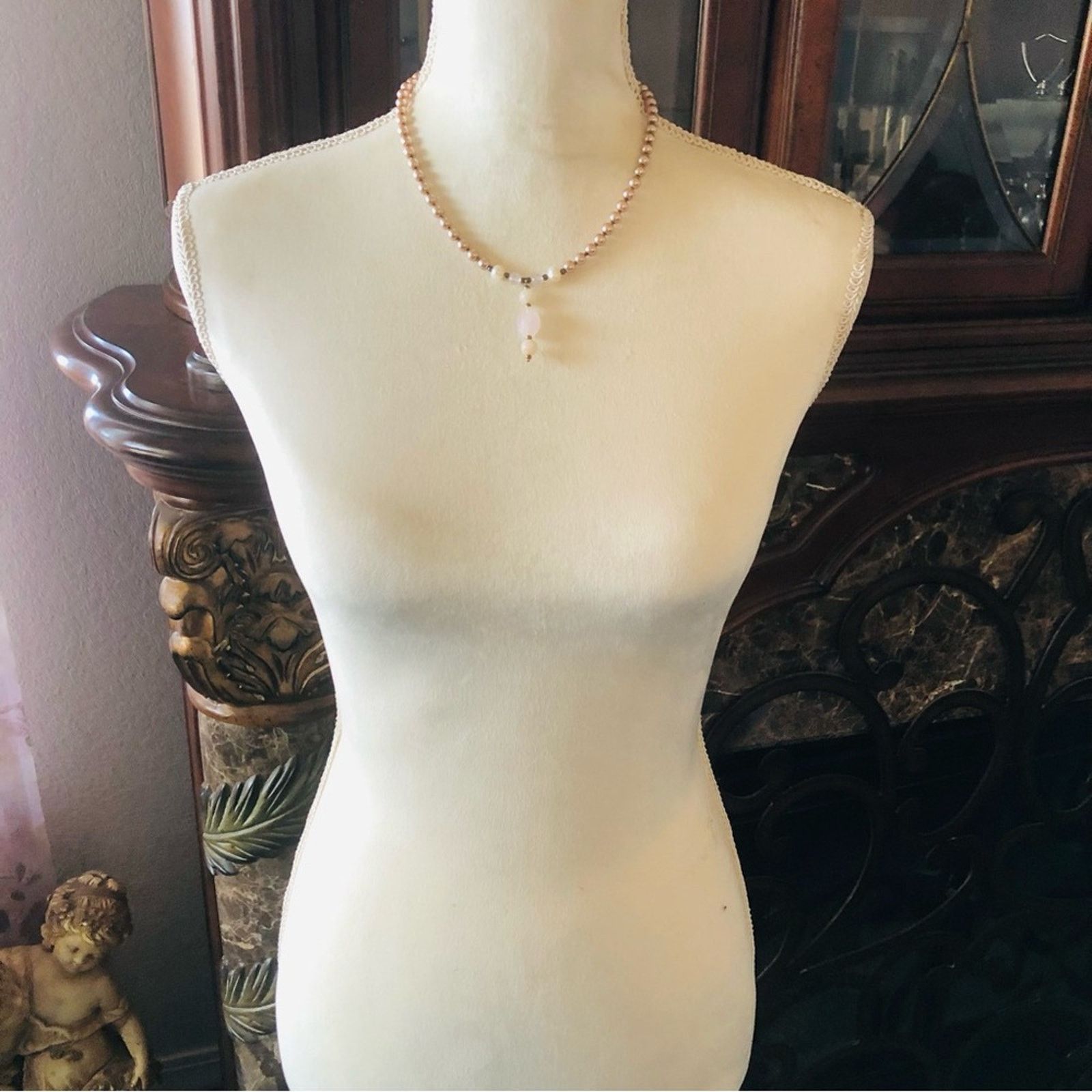 Handmade Handcrafted repurpose genuine quartz stone Pearl necklace Size ONE SIZE - 6 Thumbnail