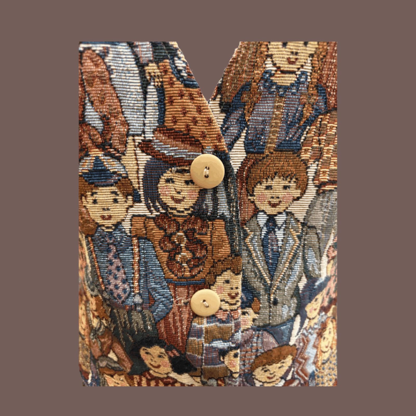 Vintage VTG Tapestry Vest | FACETS Woven Figurative | 90s Artsy Core Size M / US 6-8 / IT 42-44 - 3 Thumbnail
