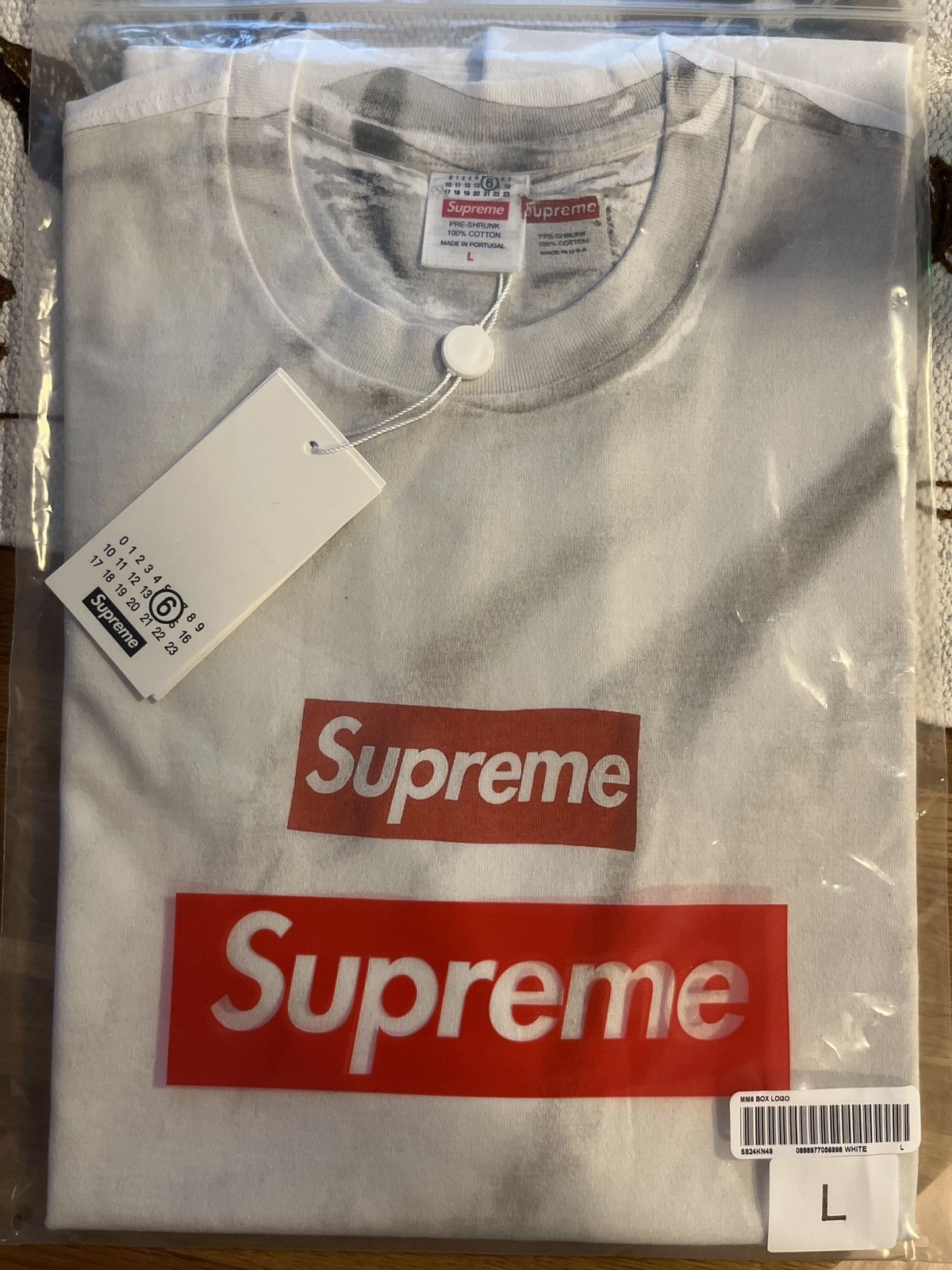 image of Maison Margiela x Supreme Mm6 Box Logo in White, Men's (Size Large)