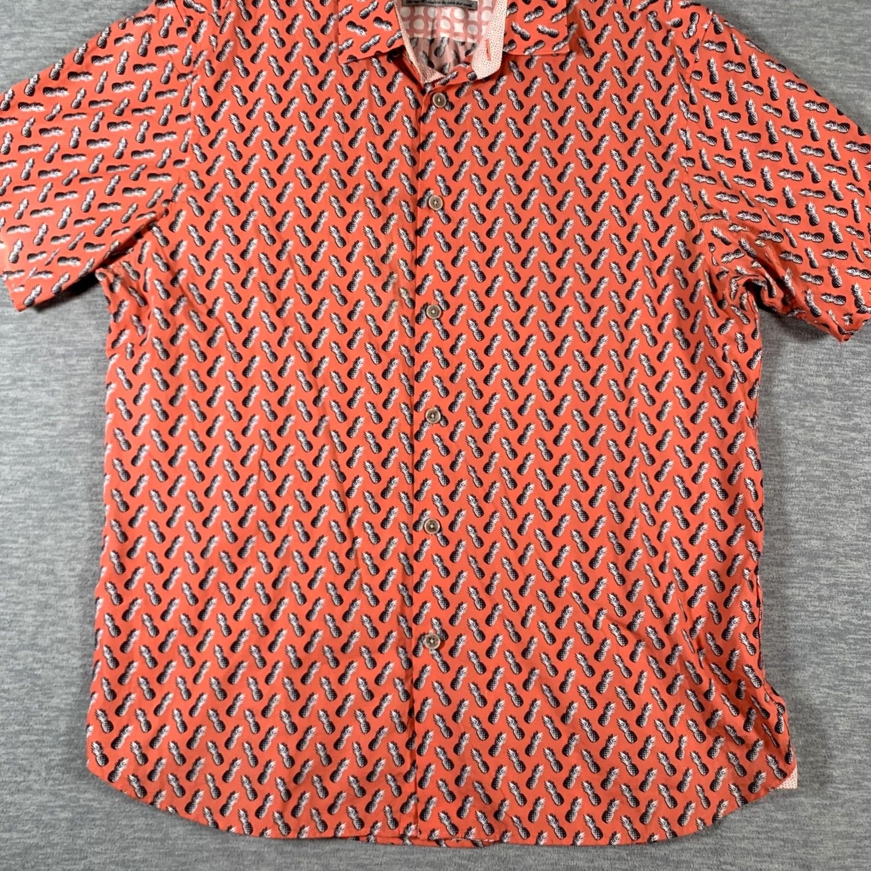 Ted Baker Ted Baker Shirt Mens Large Orange Pineapple Print Short Sleeve Button Front Size US L / EU 52-54 / 3 - 3 Thumbnail