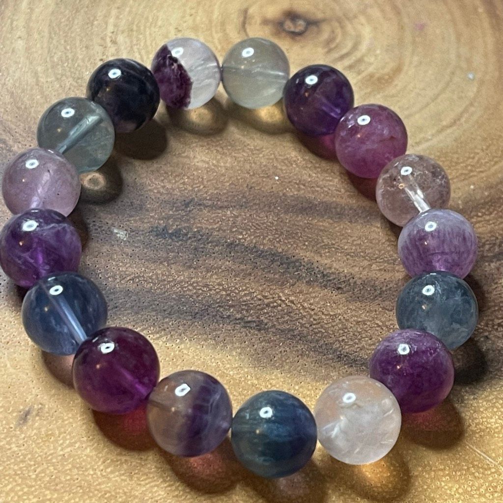 Other Fluorite bracelet striped layers rainbow colors stretch 12mm Size ONE SIZE - 5 Thumbnail