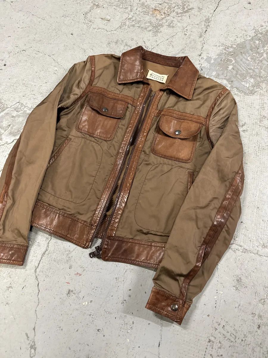 Maison Margiela SS2007 Maison Martin Margiela Brown & Khaki Hybrid Leather Jacket Size US XS / EU 42 / 0 - 8 Thumbnail