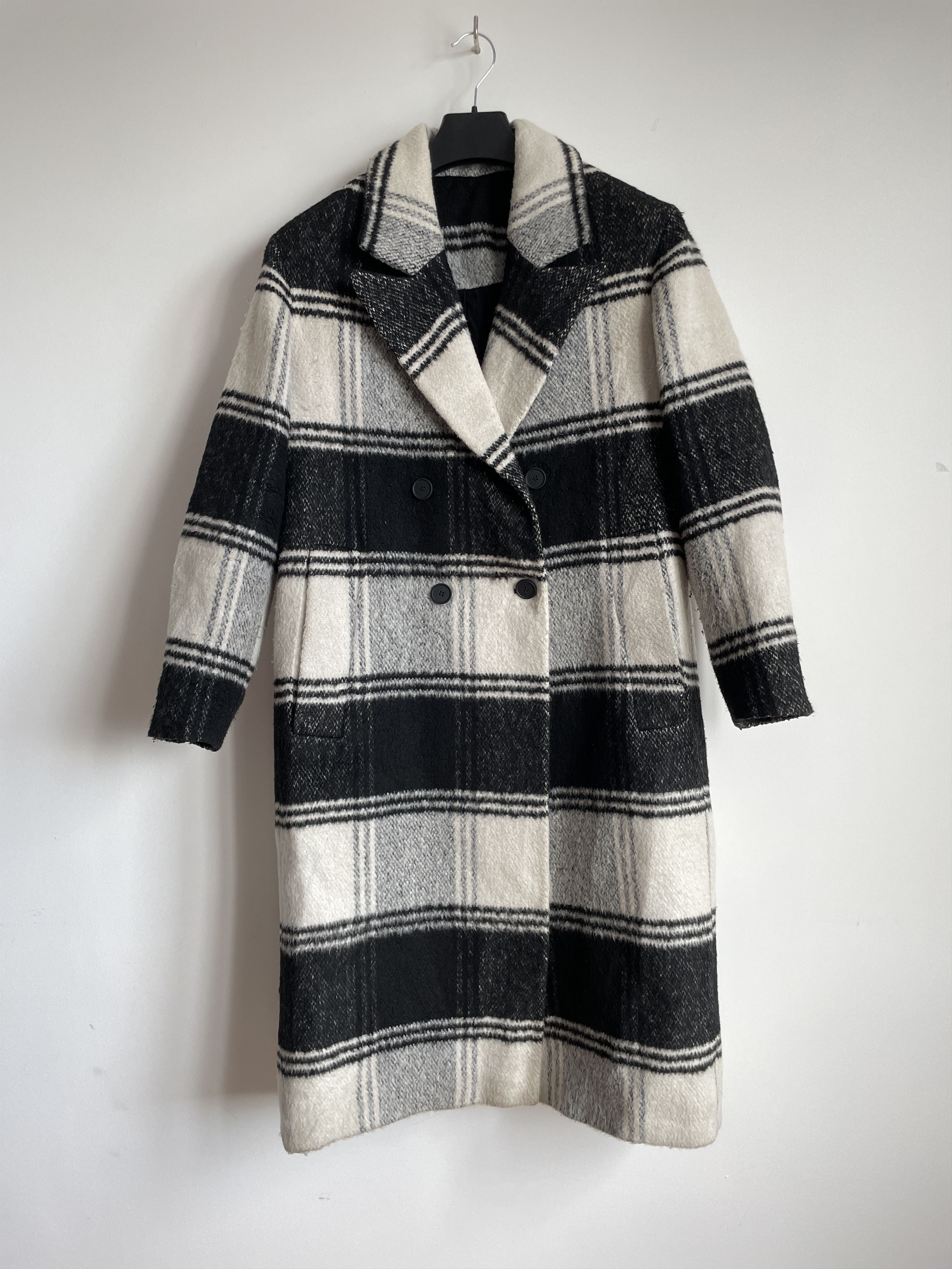 Allsaints Womens Lottie Check Double Breasted Coat
