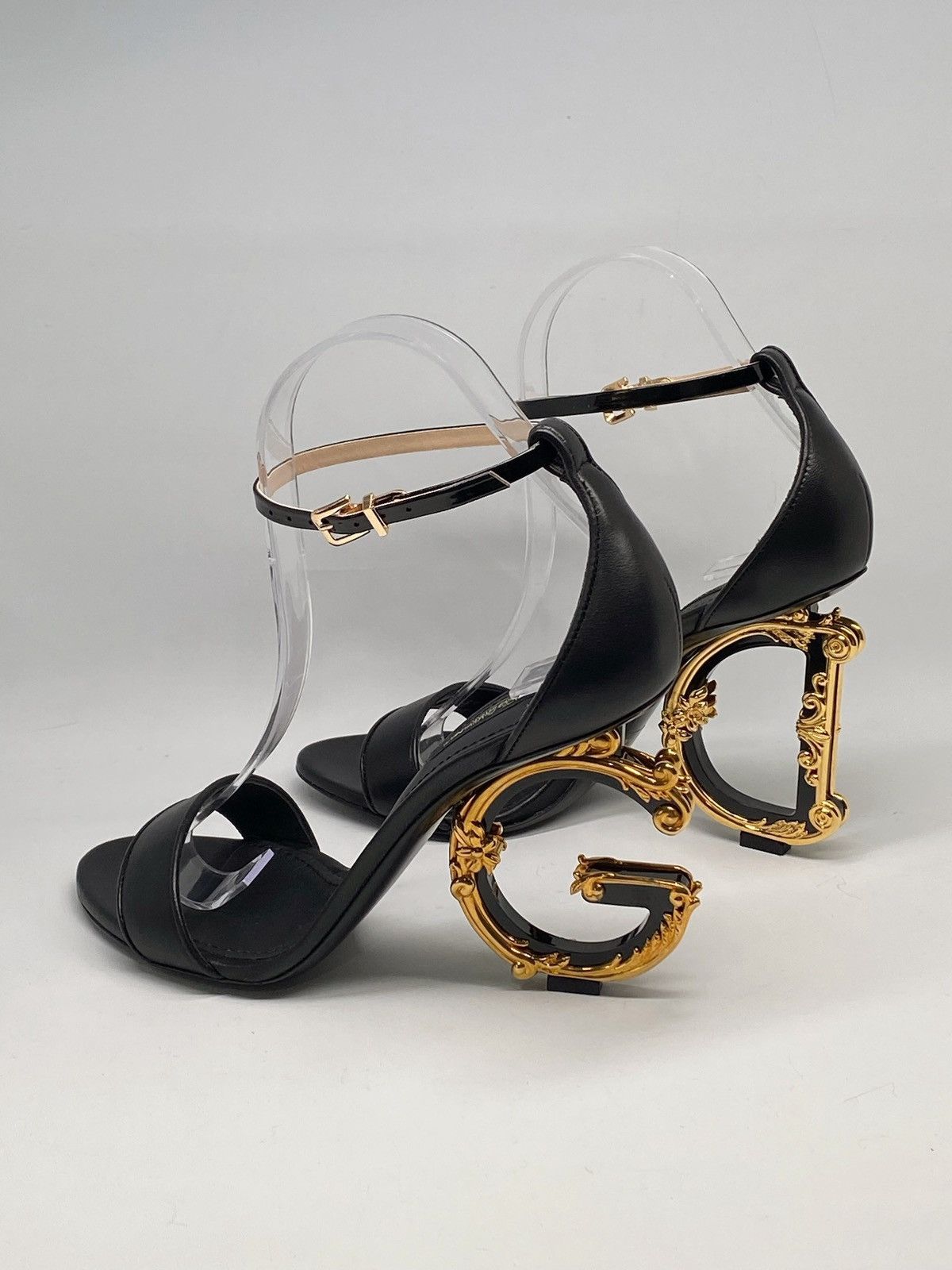 Dolce & Gabbana Dolce&Gabbana Sculpted-Heel DG Leather Sandals size 38 Size US 8 / IT 38 - 8 Thumbnail