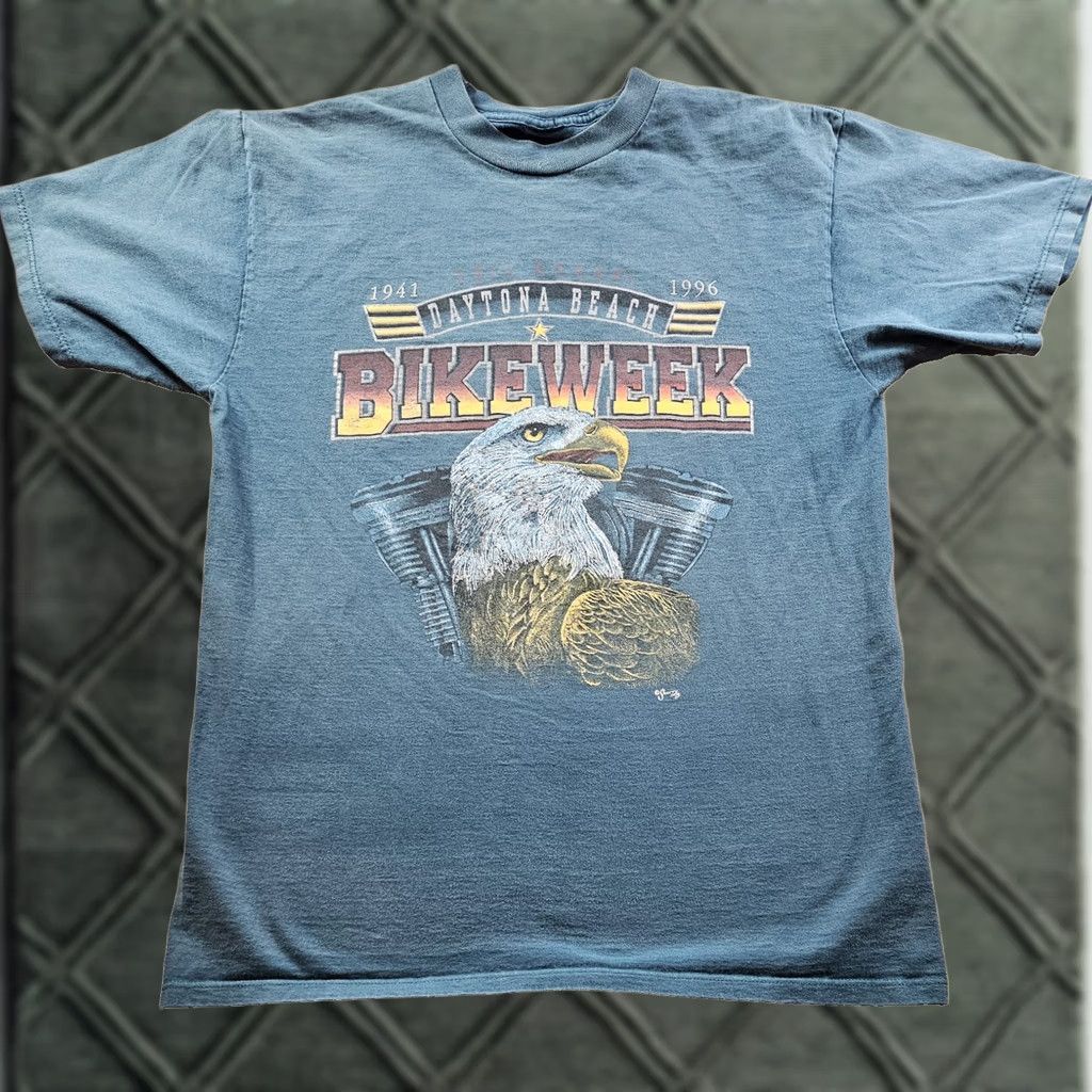 Vintage VINTAGE Bike Week 1996 Daytona Beach T-Shirt Biker Eagle 90s Large Shirt Mens Turquoise Green Size US L / EU 52-54 / 3 - 1 Thumbnail