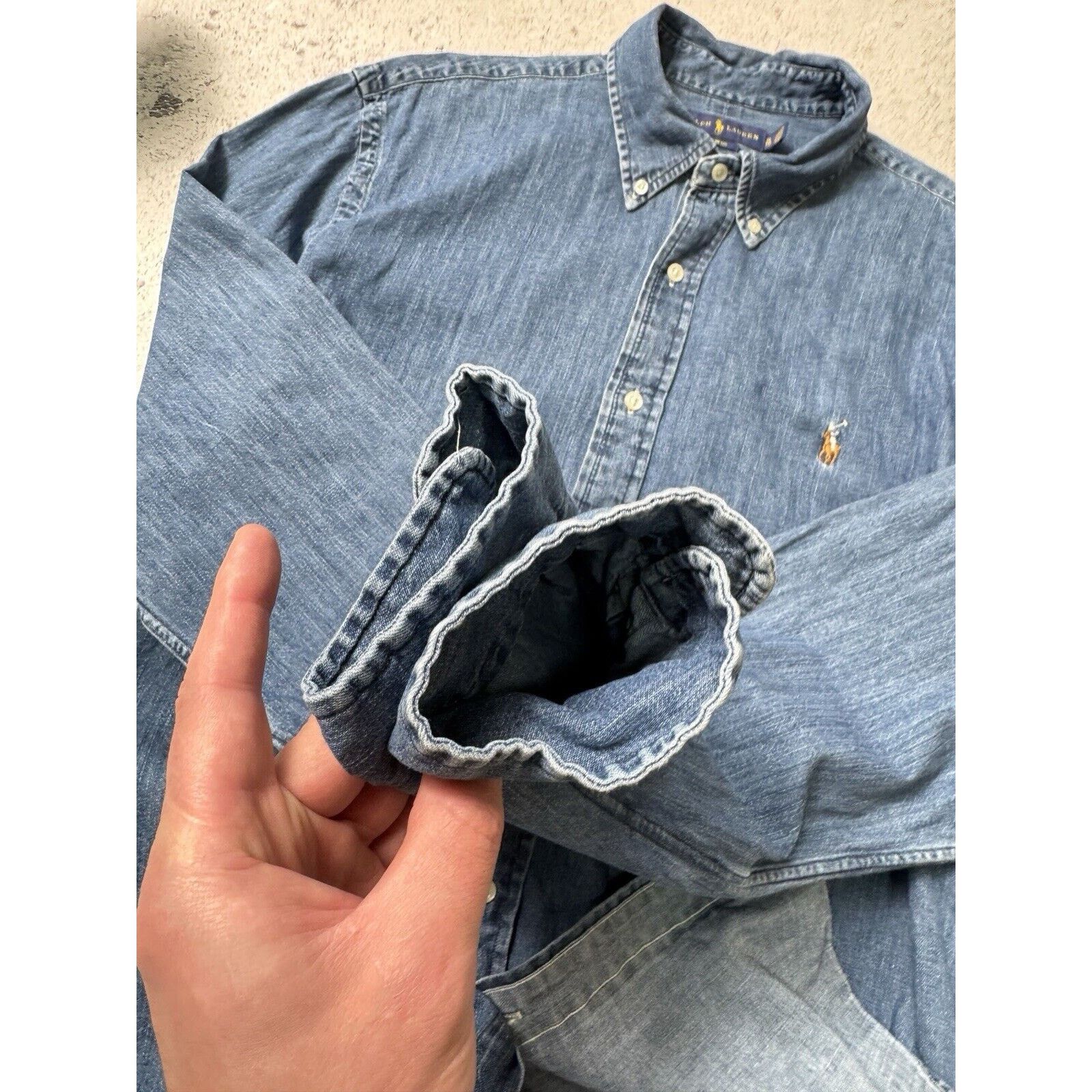 Polo Ralph Lauren Polo Ralph Lauren Denim Long Sleeve Button Up Shirt Size XL Size US XL / EU 56 / 4 - 11 Thumbnail