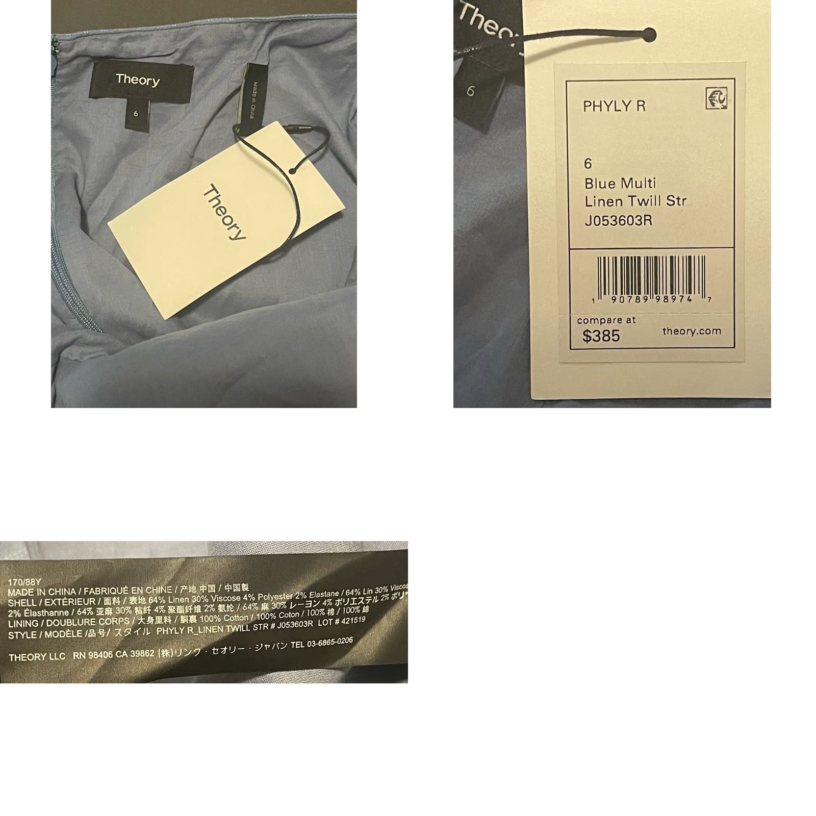 Theory NWT Theory Phyly Dress Strapless Midi Twill Striped Linen Blend Size 6 85 Size M / US 6-8 / IT 42-44 - 8 Thumbnail