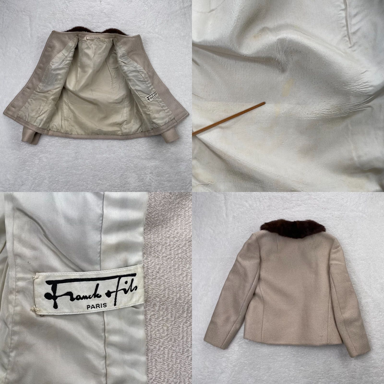 Vintage VINTAGE I Magnin Coat Womens M White Fur Collared 1970s Jacket France Size M / US 6-8 / IT 42-44 - 8 Thumbnail