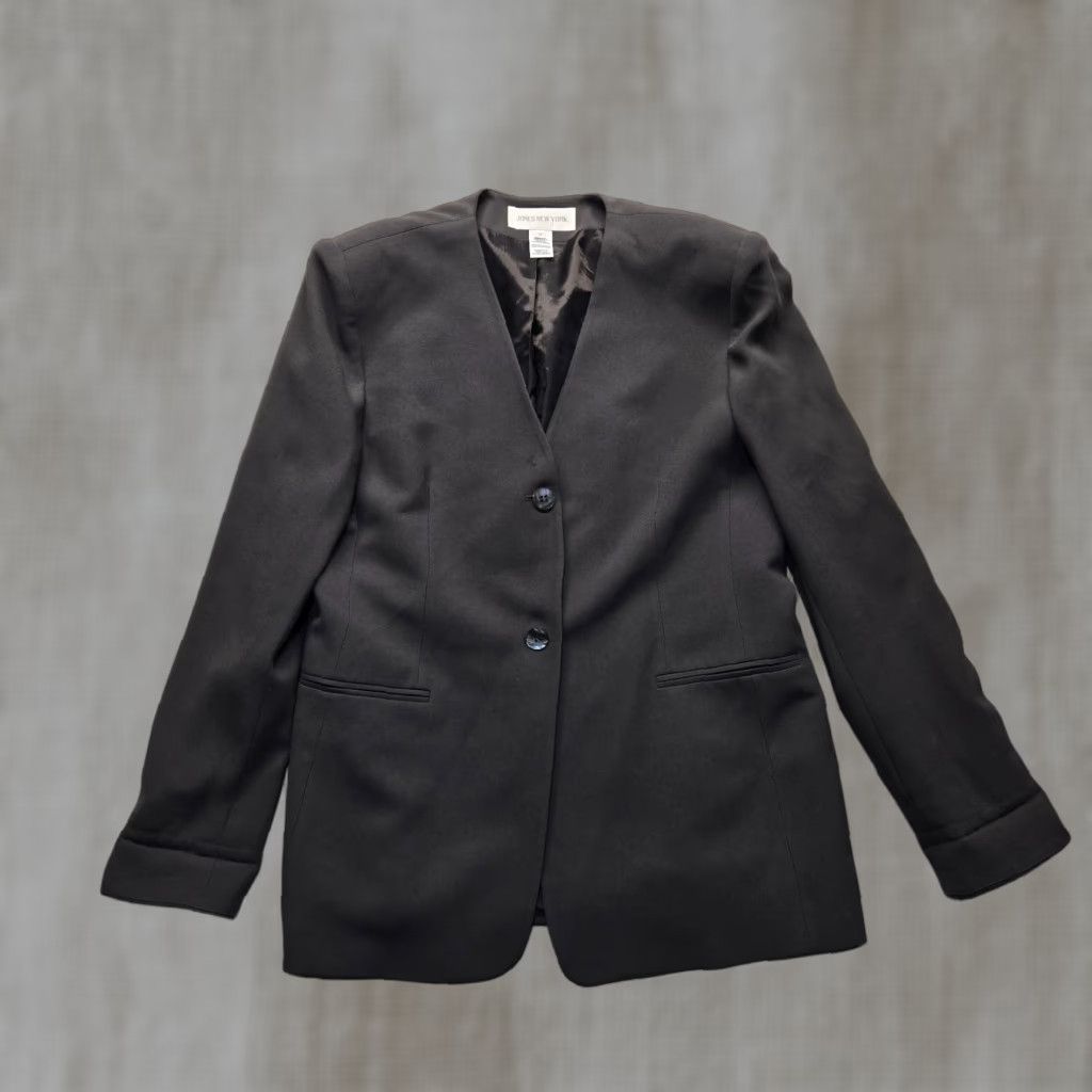 Jones New York Jones New York Signature Blazer Adult Women Size 16 Gray Stretch Lined Coat Jacket Reg Regular Women's 16 Gray Business Casual Travel Workwear Size XXL / US 16-18 / IT 52-54 - 1 Thumbnail