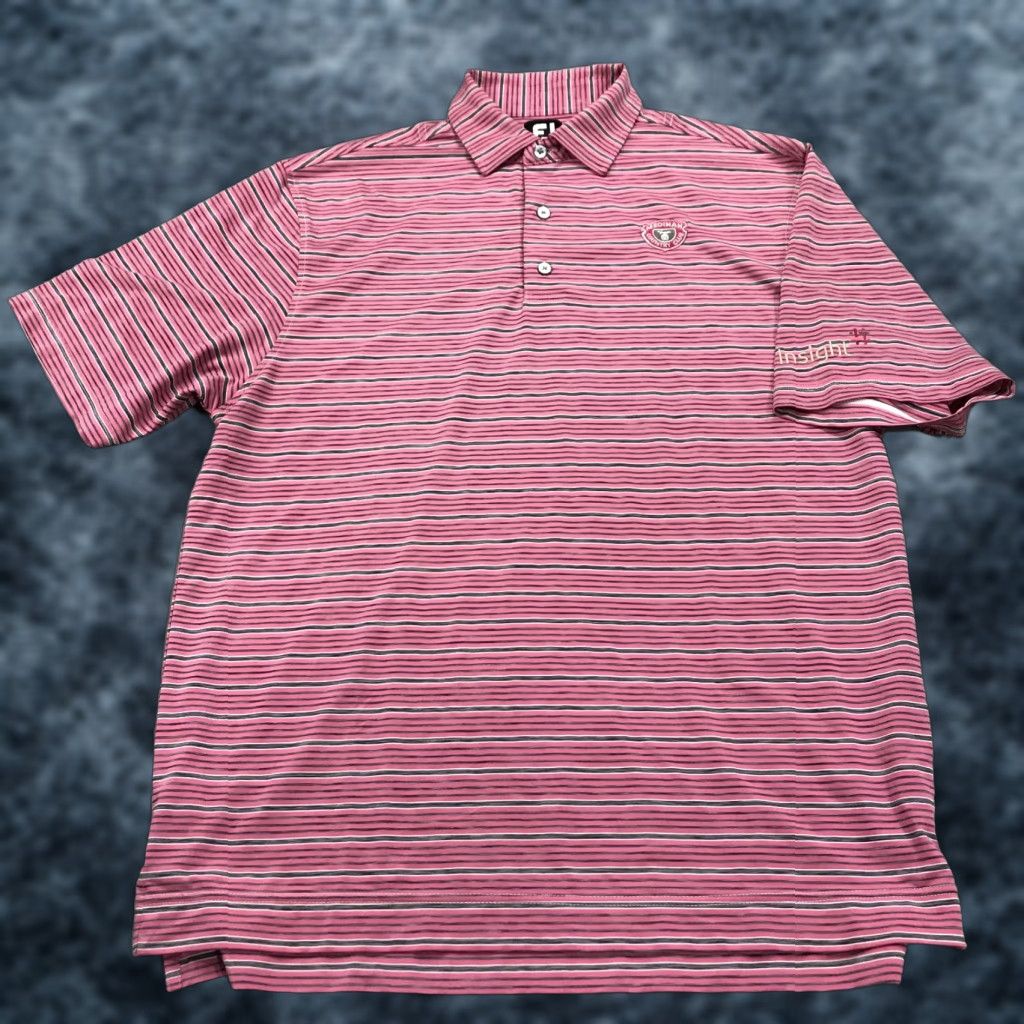 Footjoy FootJoy Polo Shirt Mens Large Pink Striped Logo Golf Shirt Size US L / EU 52-54 / 3 - 1 Thumbnail
