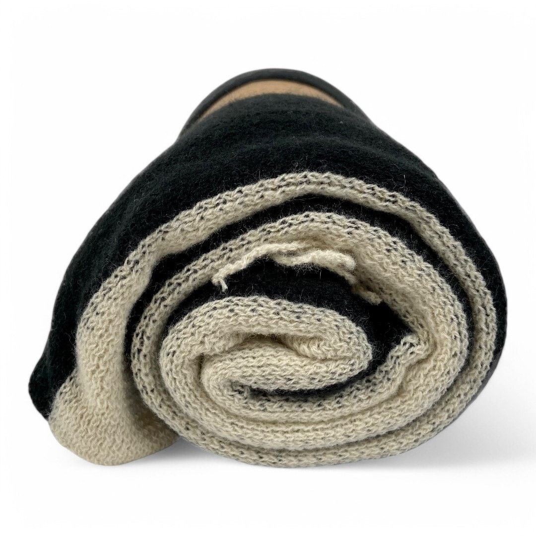 DONNI. Donni Tri Color Scarf Black Cream Gray Acrylic 29.5 by 69 Size ONE SIZE - 5 Thumbnail