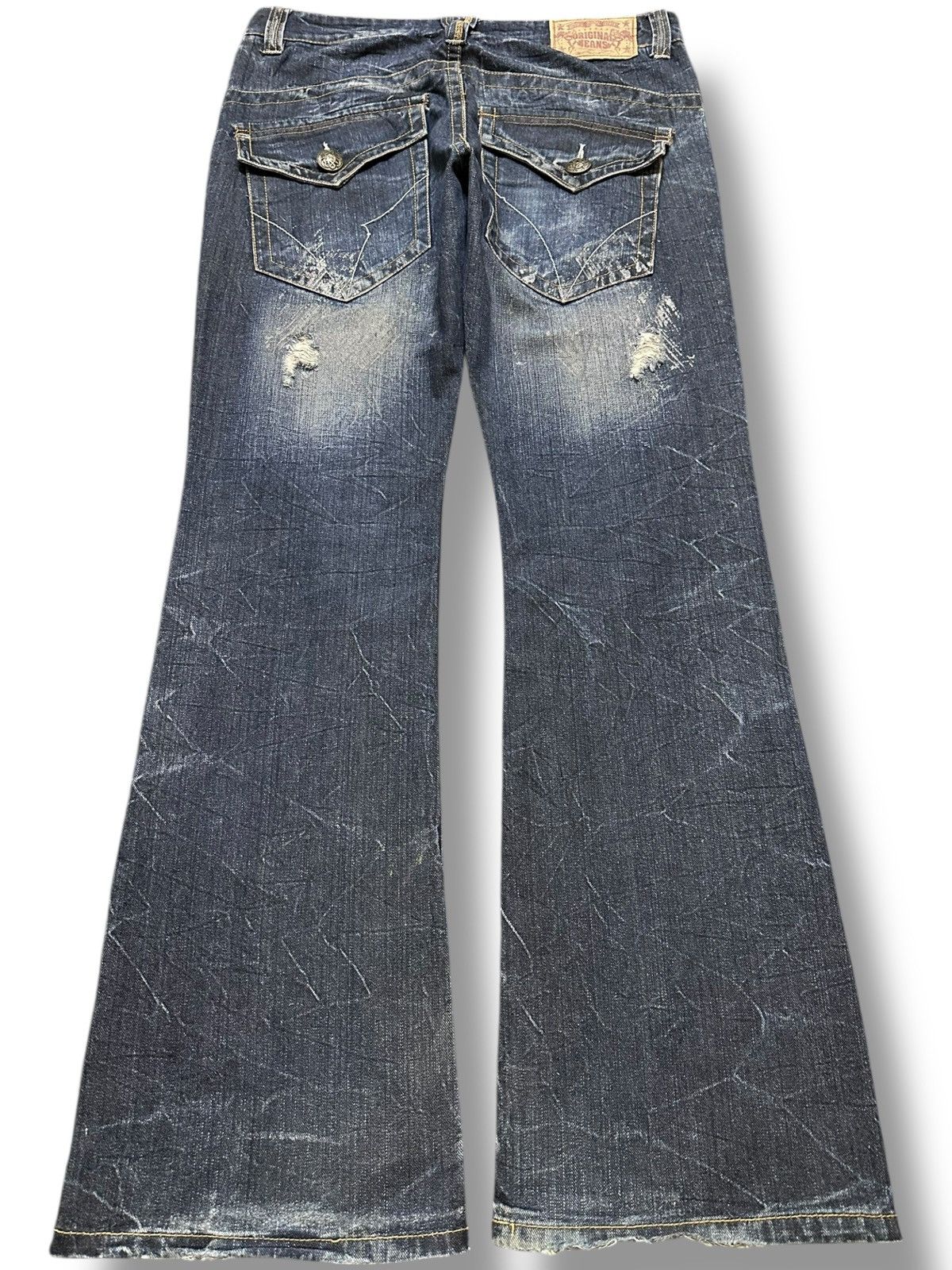 Dr. Collectors Vintage Japanese Brand Flare Comb Grunge Distressed Denim Size US 34 / EU 50 - 7 Thumbnail