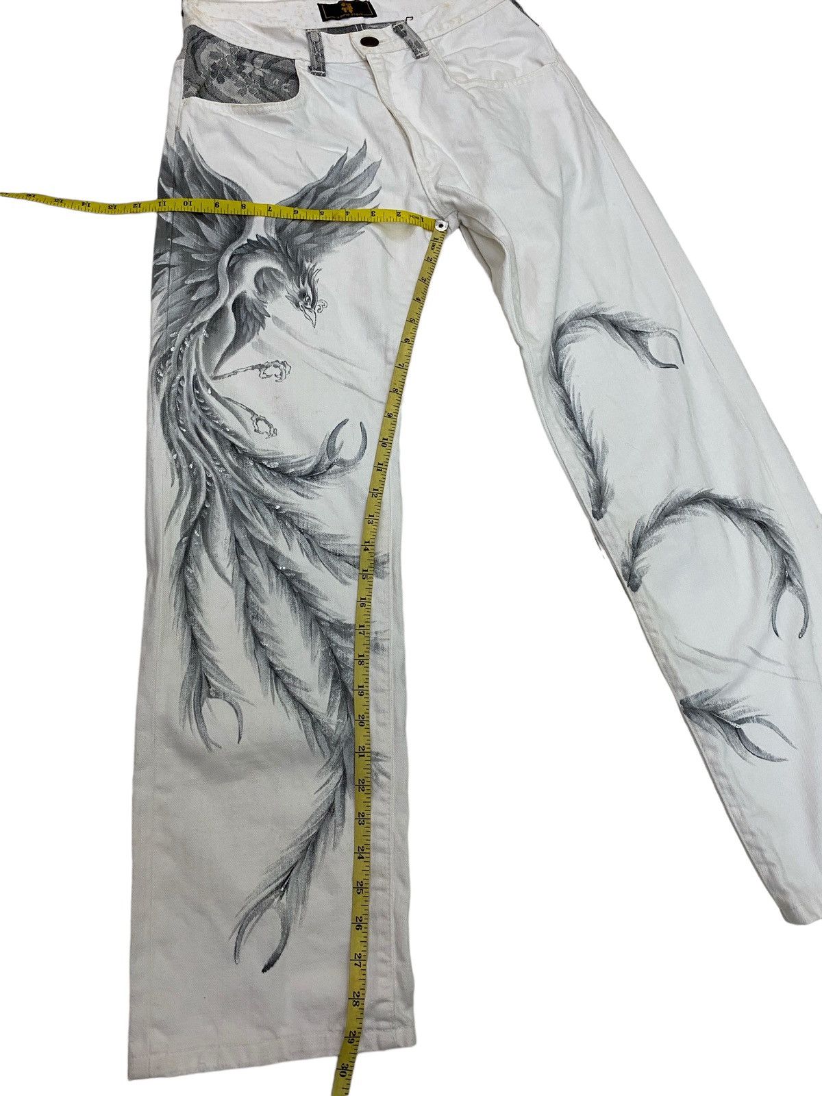 Japanese Brand Vintage Kyoto Japan Bird Art White Denim Pant Size US 28 / EU 44 - 10 Thumbnail