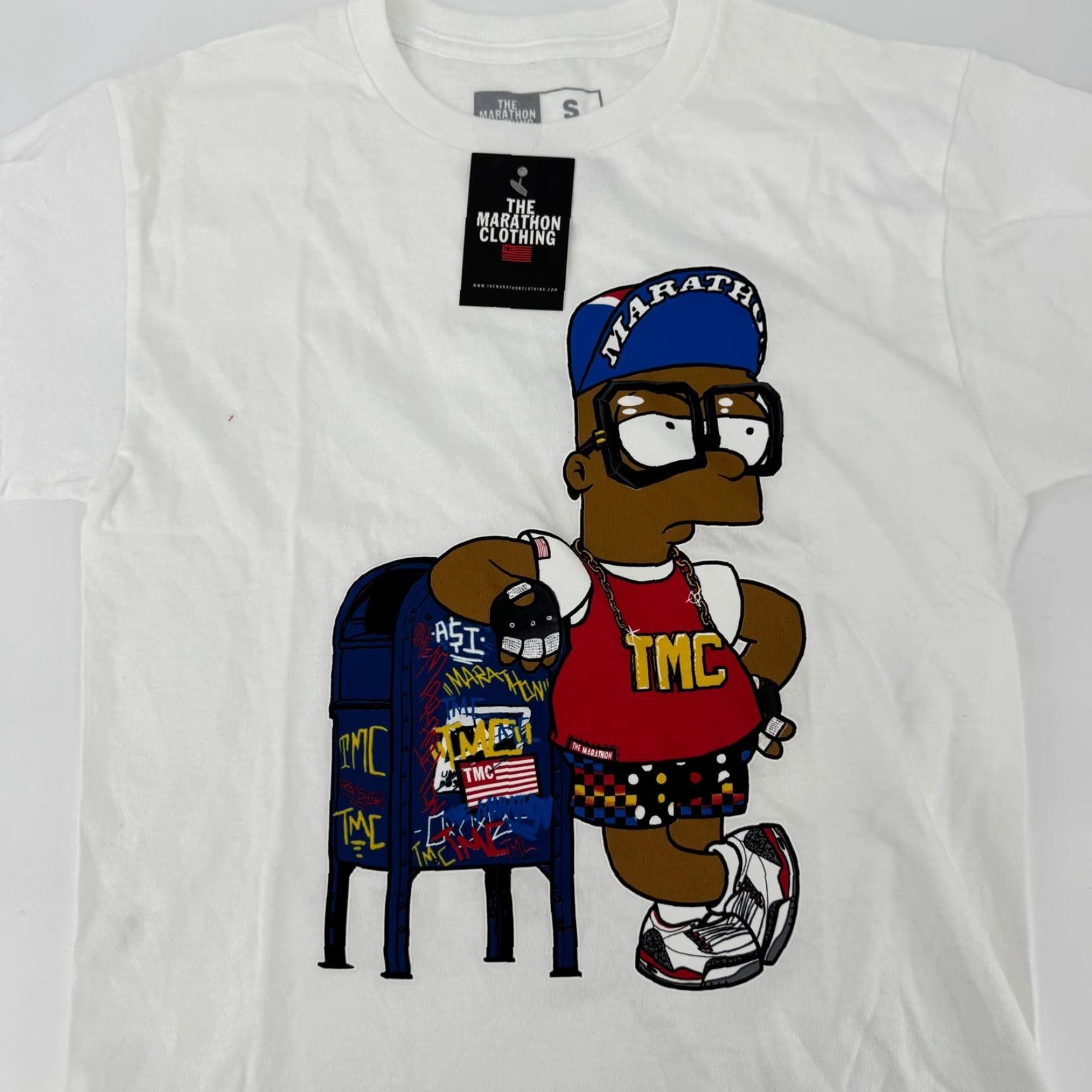Vintage The Marathon Clothing TMC Nipsey Hussle Bart Simpson Graphic T-Shirt White S Size US S / EU 44-46 / 1 - 3 Thumbnail