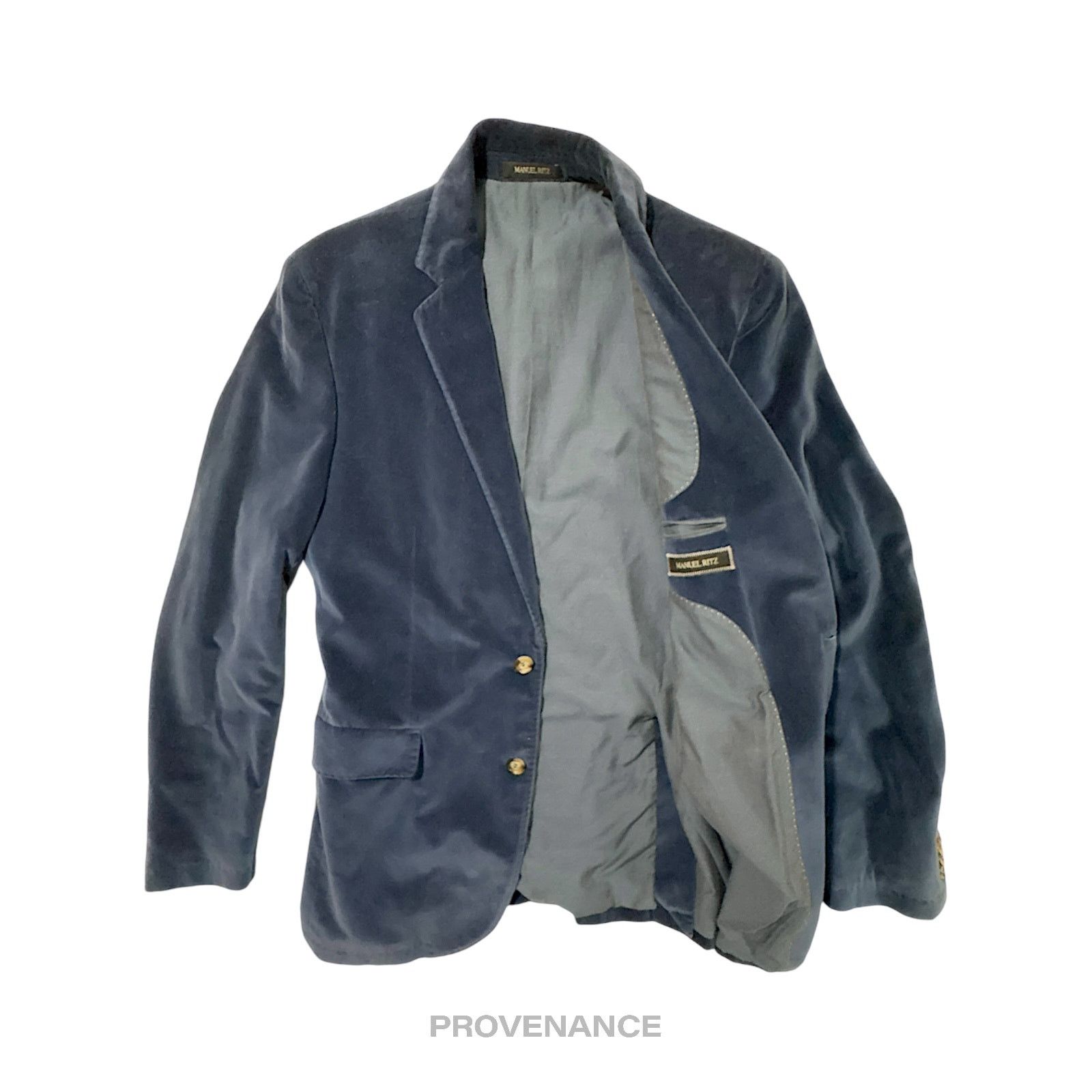 Manuel Ritz 🔴 Manuel Ritz Blazer Jacket - Blue Velour 50 (US 40) Size US M / EU 48-50 / 2 - 2 Thumbnail