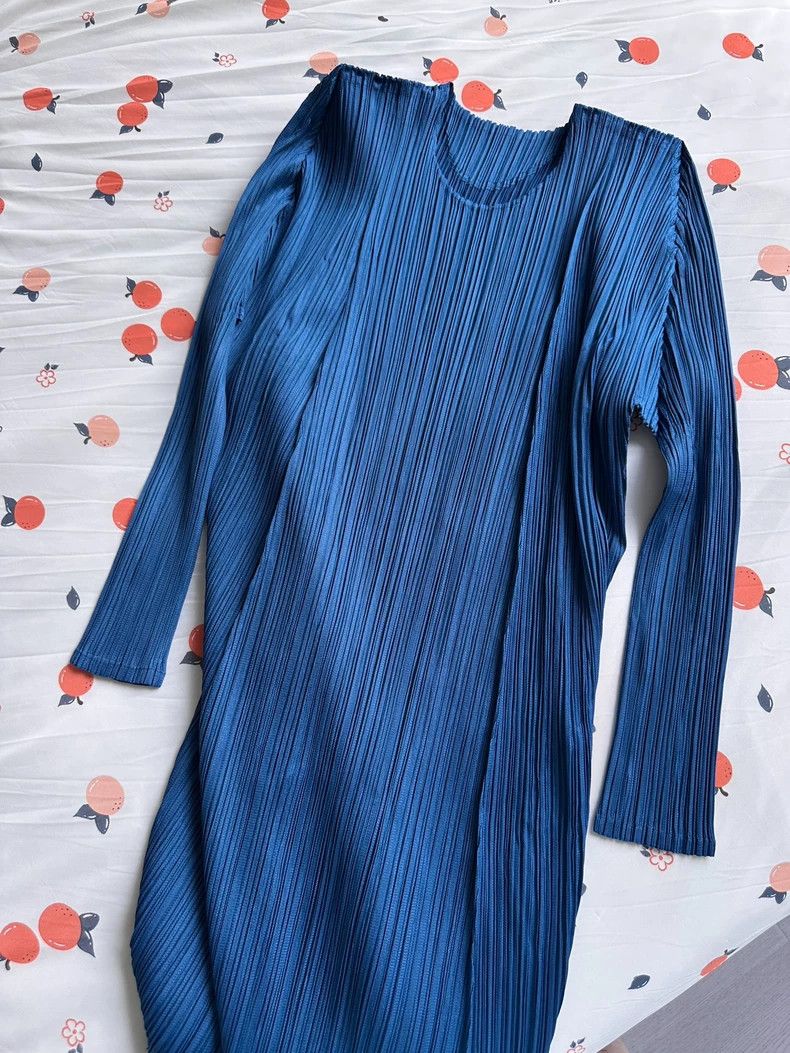 Issey Miyake Issey Miyake size:3 Blue pleated long-sleeved shirt Size S / US 4 / IT 40 - 5 Thumbnail