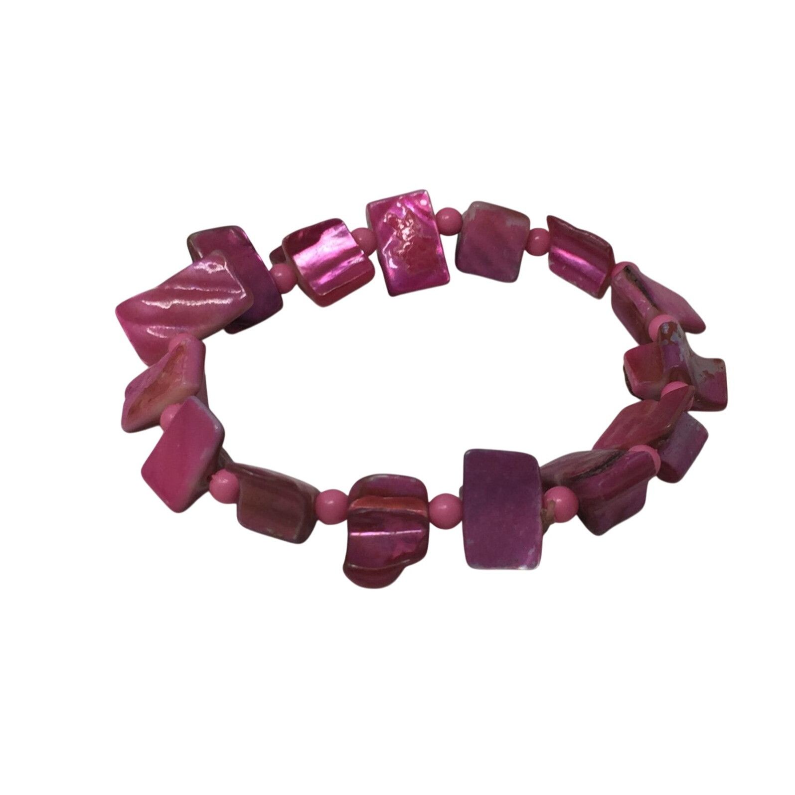Other Women's Vibrant Pink Beaded Shell Stretchy Bracelet Size ONE SIZE - 3 Thumbnail