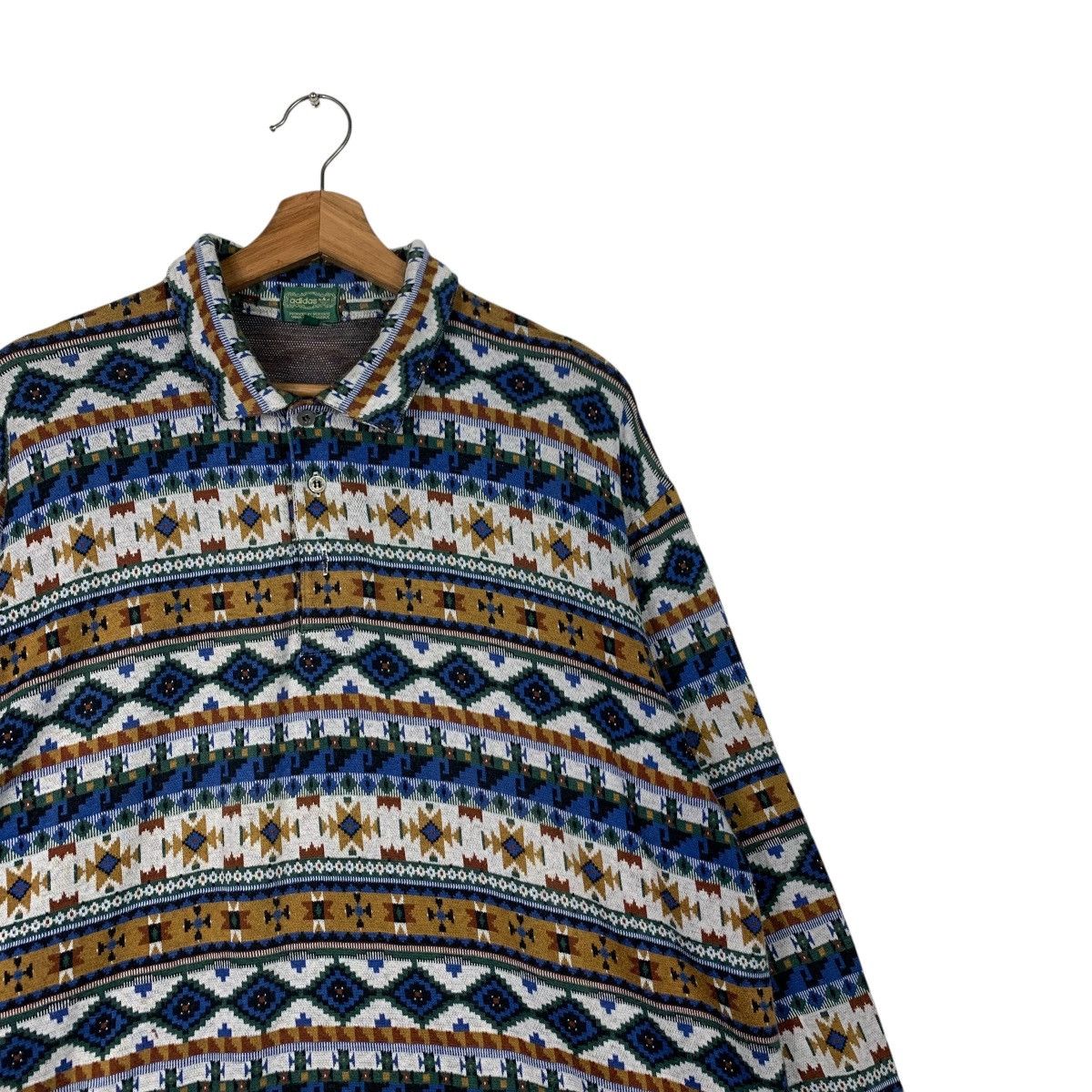 Adidas 90’s ADIDAS Motif Design Half Button Polo Jumper #2092-C91 Size US L / EU 52-54 / 3 - 5 Thumbnail