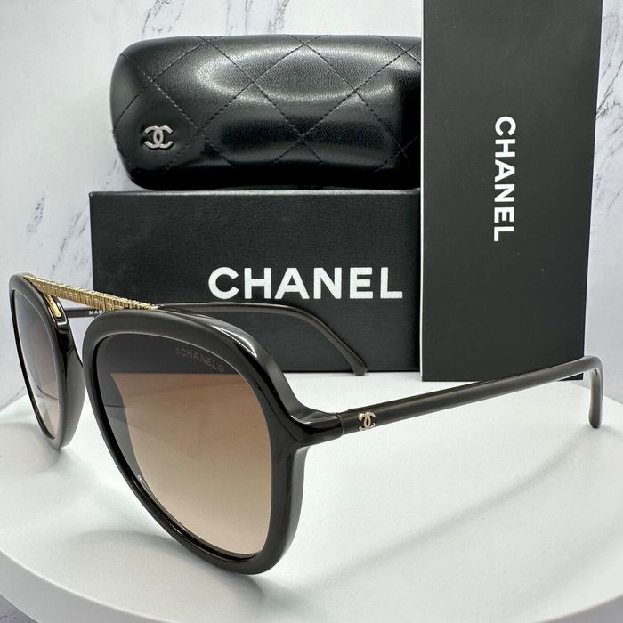 Chanel Chanel Sunglasses Brown Gold Interlocking CC Aviator