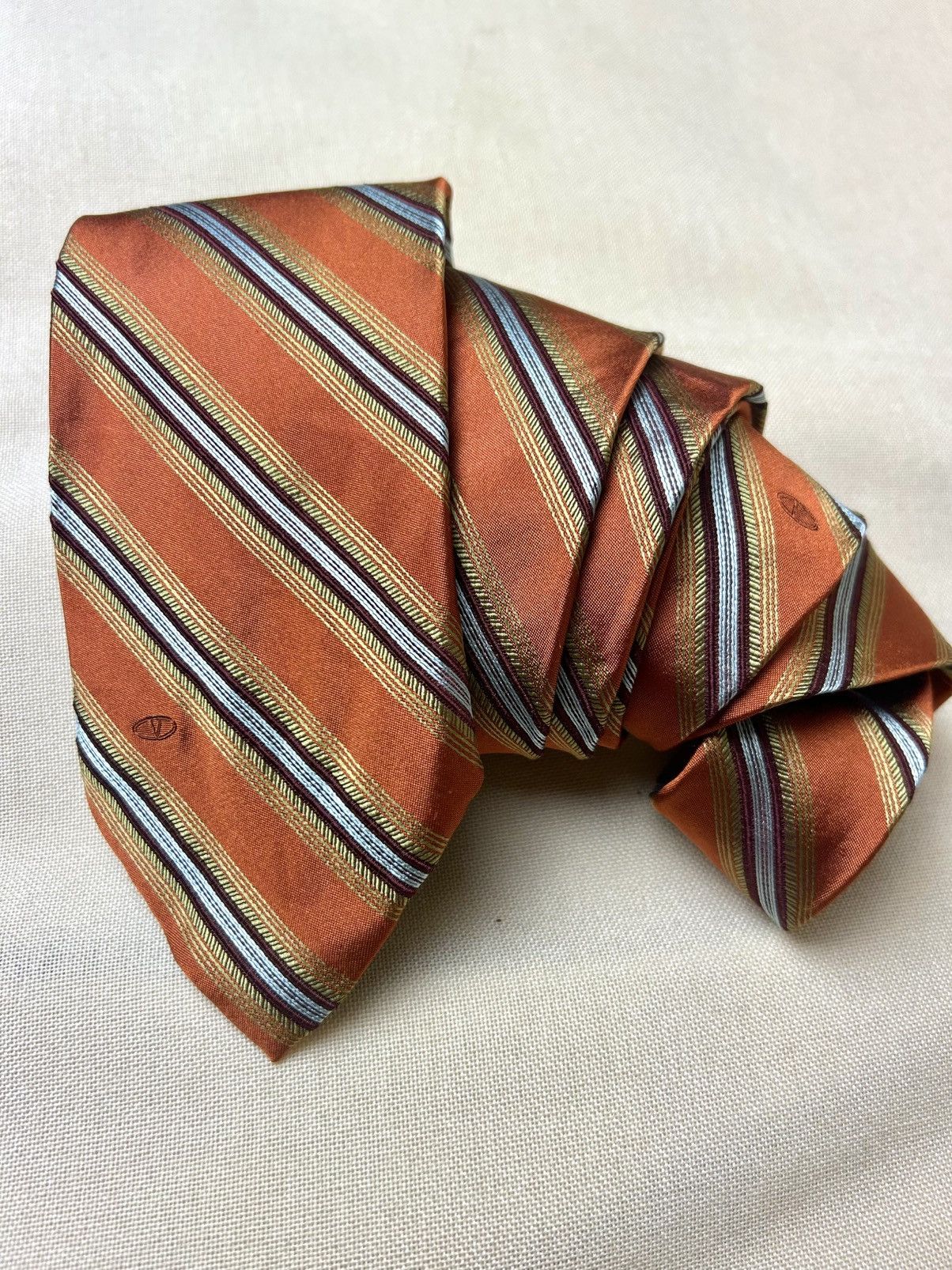 Valentino Valentino orange striped Silk Mens Tie Size ONE SIZE - 2 Thumbnail