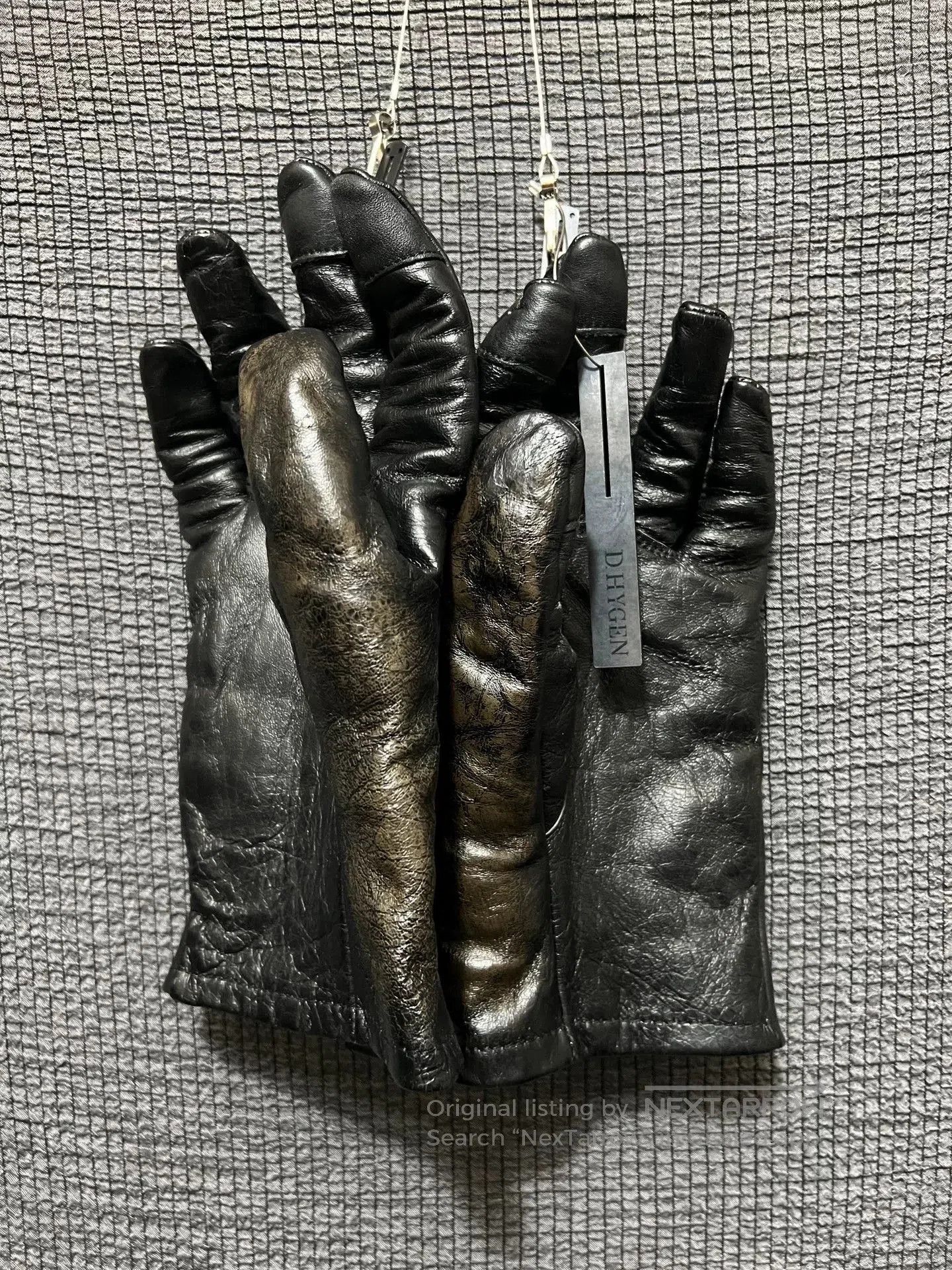 D.Hygen d hygen leather zip gloves with thumb opening. Size ONE SIZE - 7 Thumbnail