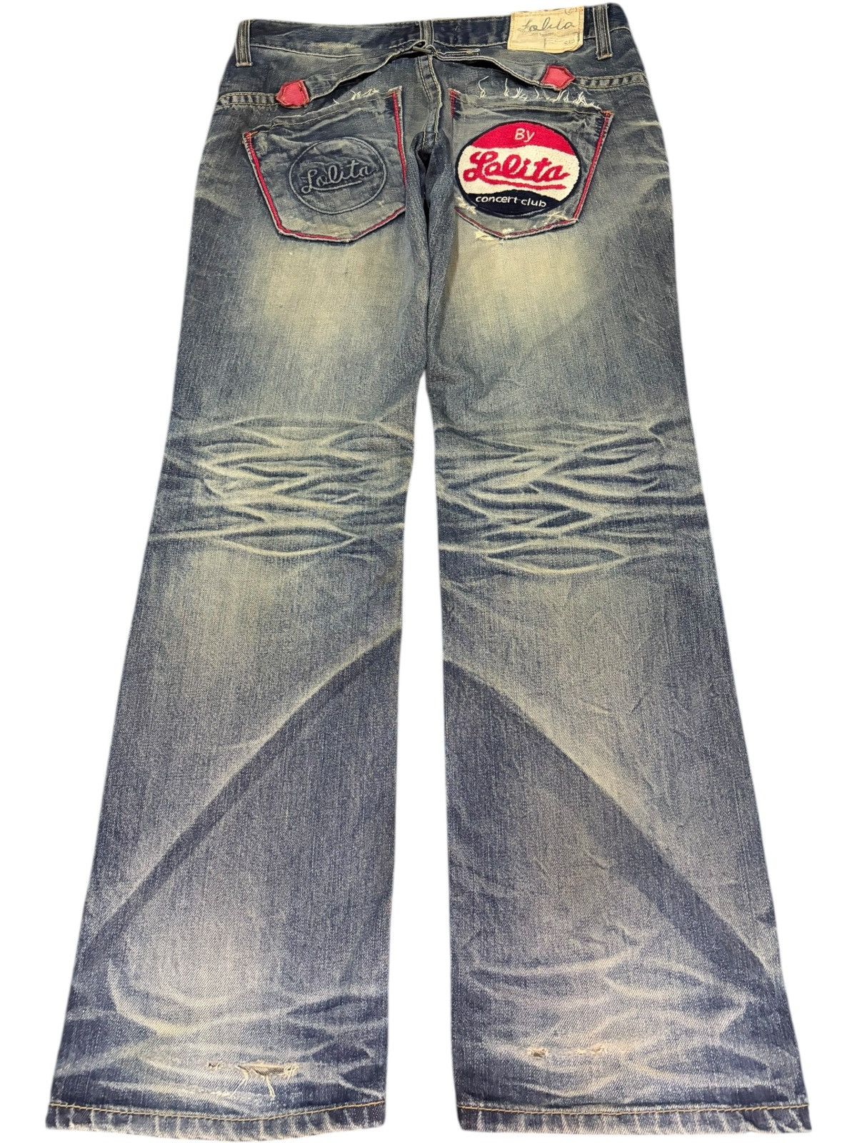 Affliction Vintage Lolita Embroidered Buckled Low Rise Distress Jeans Size 31" - 1 Thumbnail