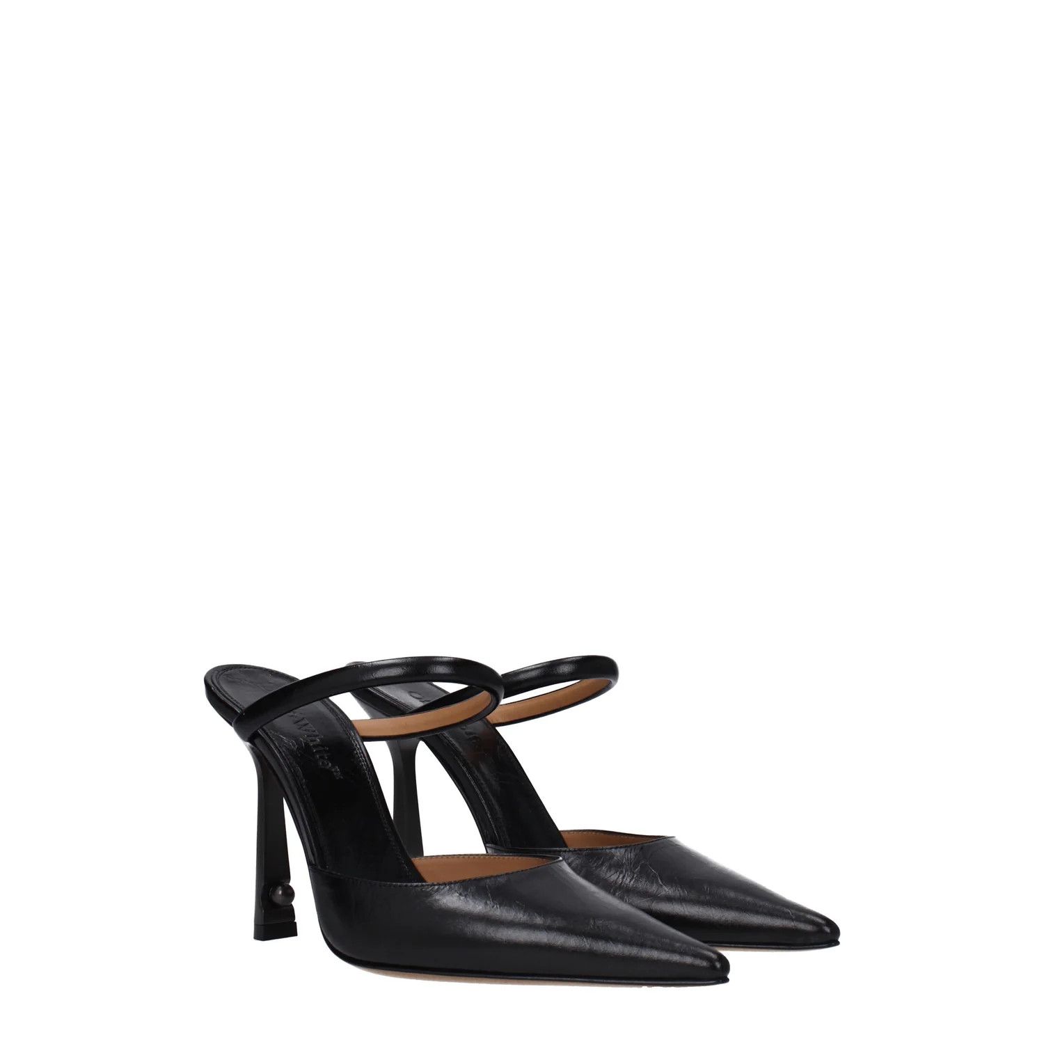 Off-White ob1o1e1124 Leather Sandals in Black Size US 7 / IT 37 - 2 Thumbnail