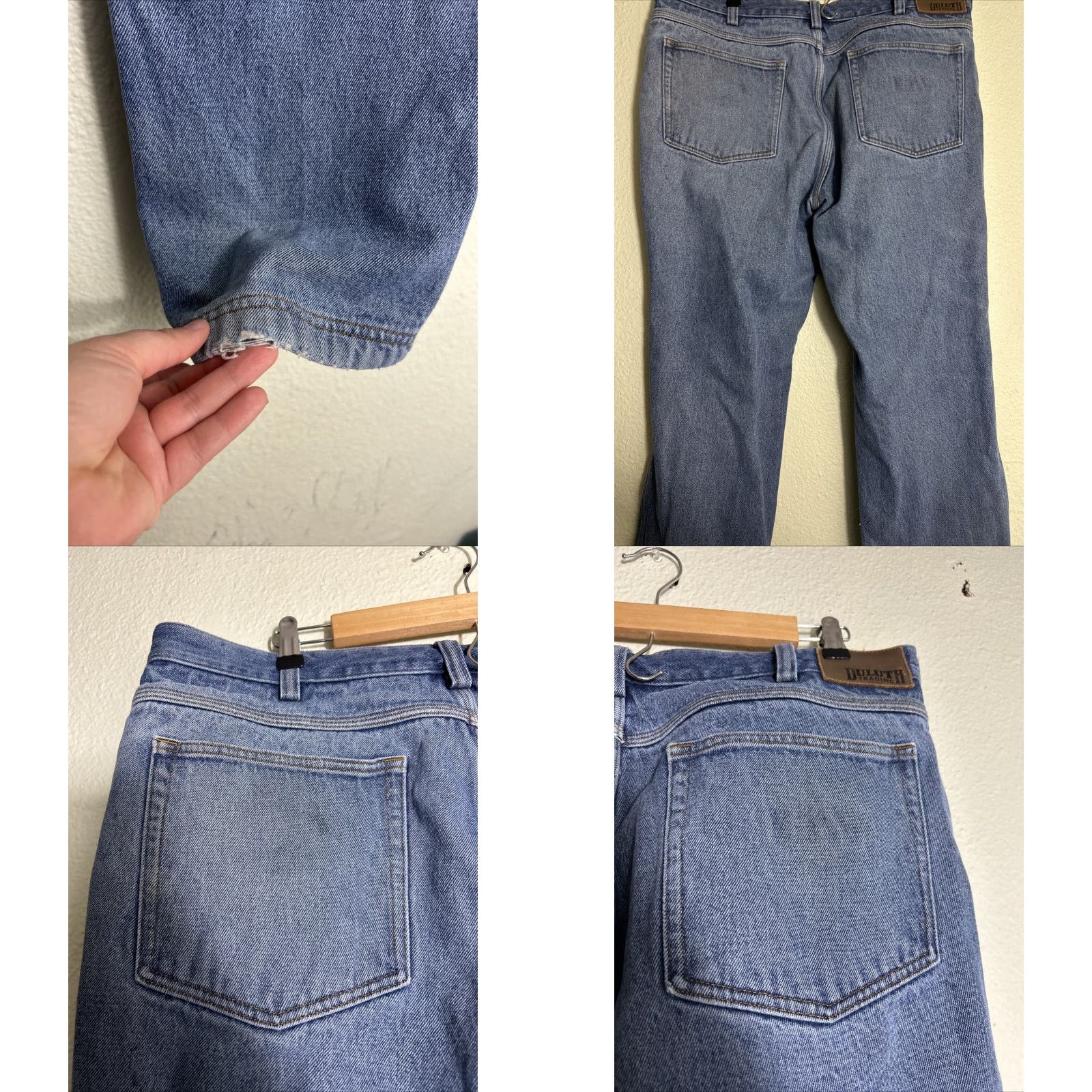 CO Duluth Mens Jeans 38x30 Medium Wash Flannel Lined Straight Paint Stains Blue 38 Regular Mens Size US 38 / EU 54 - 9 Thumbnail