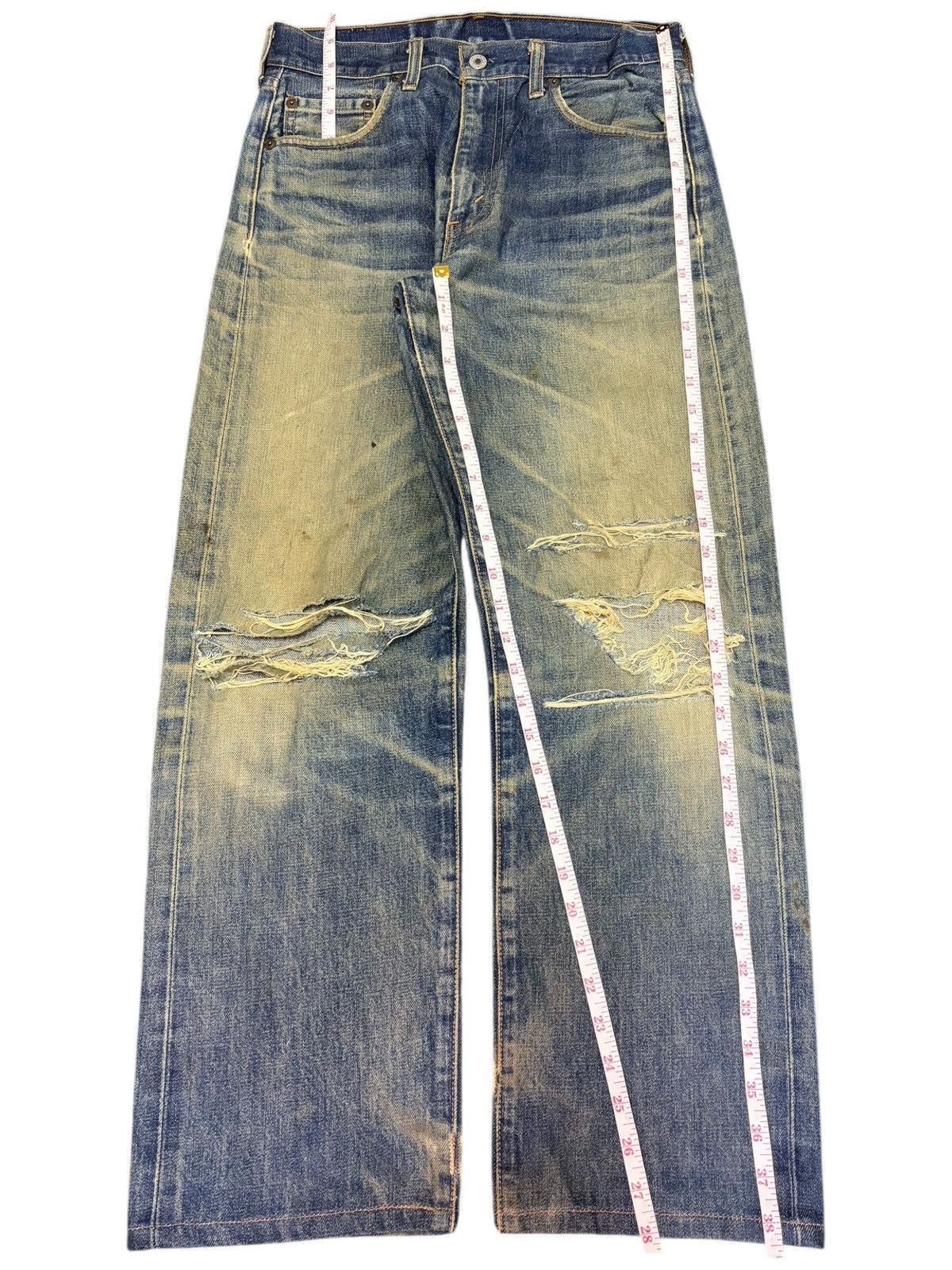 Levi's Vintage 90s Levis 502 Big E Selvedge Mud Wash Distress Jeans Size US 29 - 7 Thumbnail