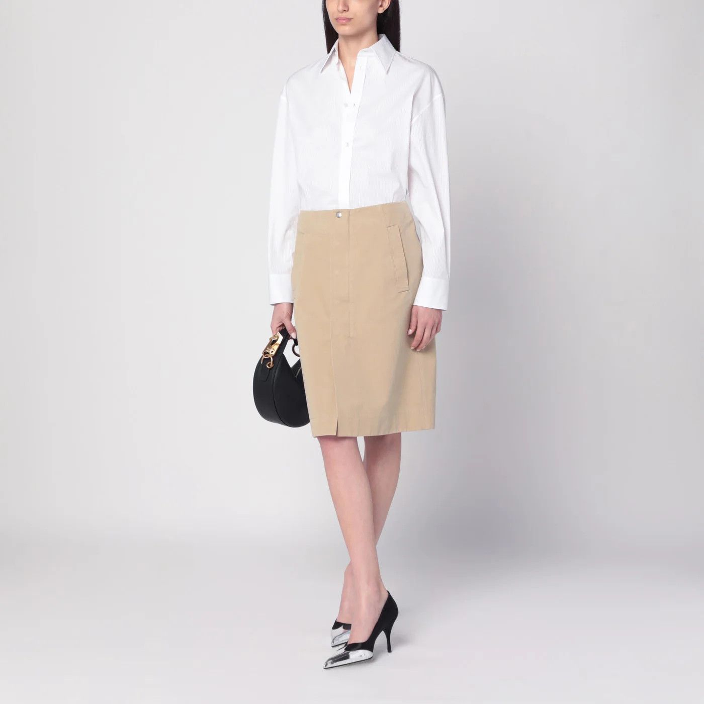 Burberry o1d2blof0426 Cotton Skirt in Beige Size 27" / US 4 / IT 40 - 2 Thumbnail
