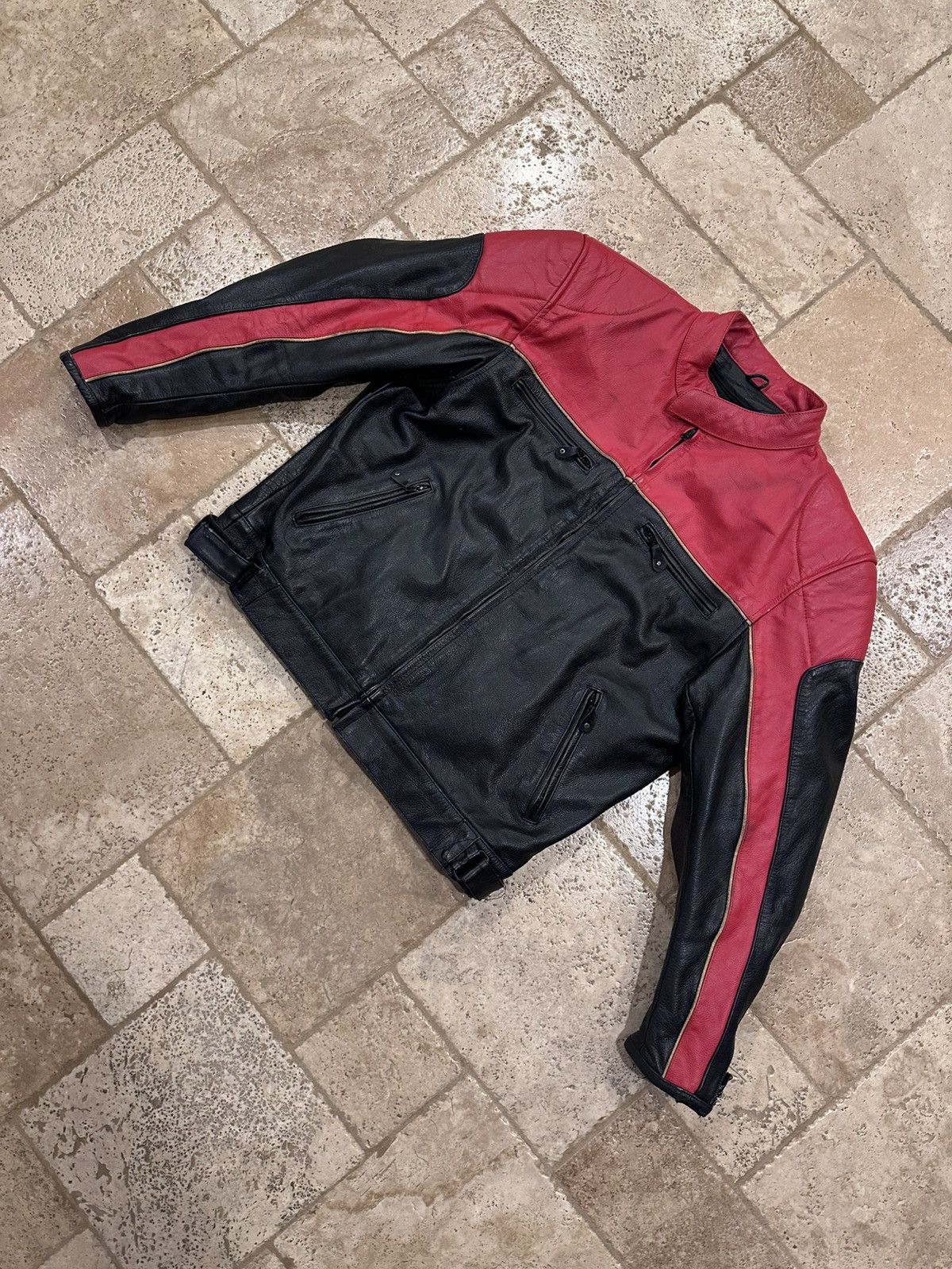 Vintage Vintage Xelement Red / Black Racer Moto Biker Leather Jacket Size US XXL / EU 58 / 5 - 2 Thumbnail