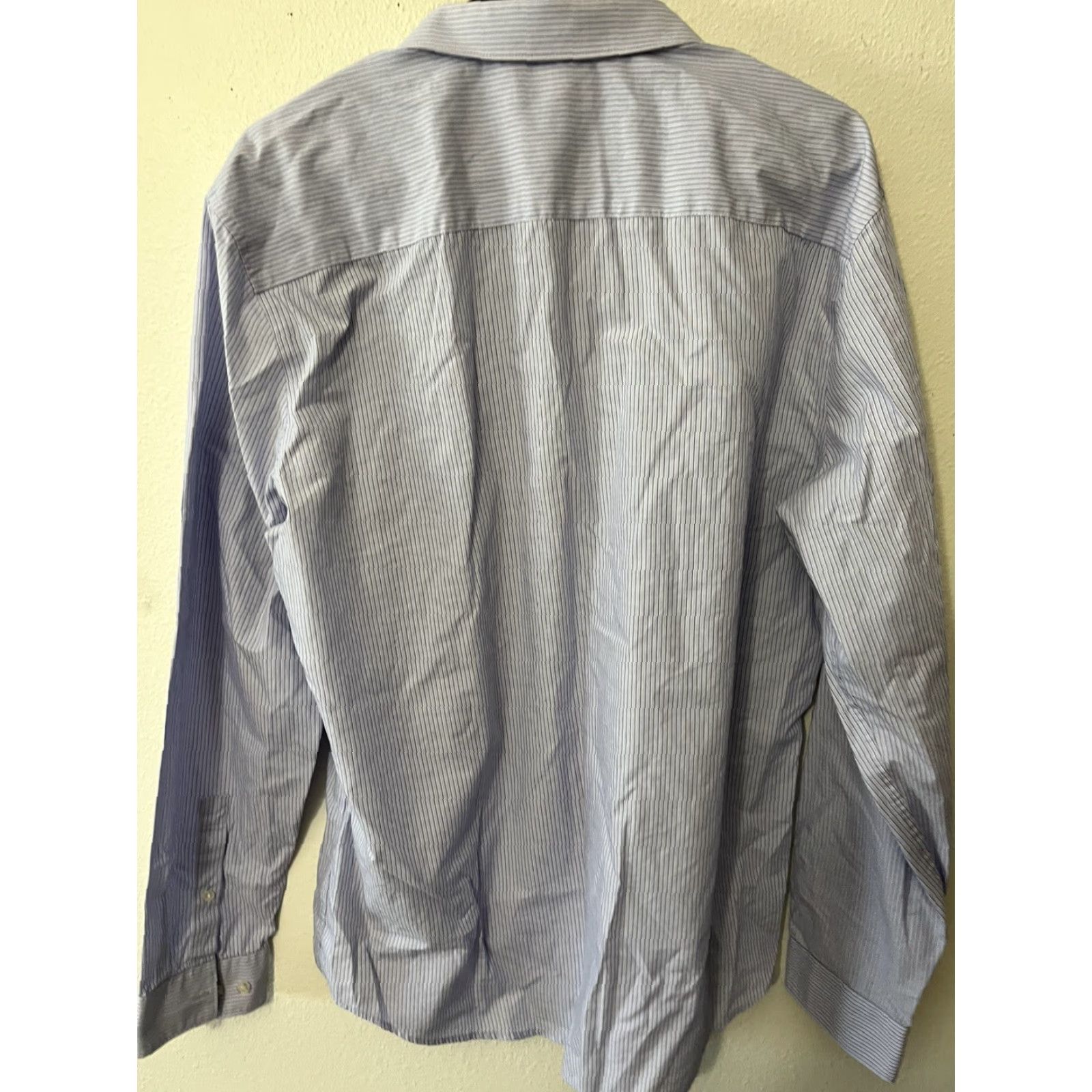 Calvin Klein Calvin Klein Dress Shirt Blue Striped Slim Fit XL 100% Cotton Non-Iron Mens Size US XL / EU 56 / 4 - 2 Thumbnail