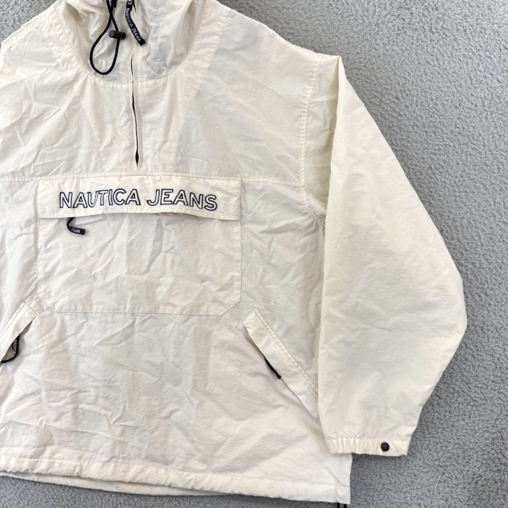 Nautica VINTAGE Nautica Jacket Mens XL White Windbreaker 90s Hooded Quarter Zip Baggy Size US XL / EU 56 / 4 - 5 Thumbnail