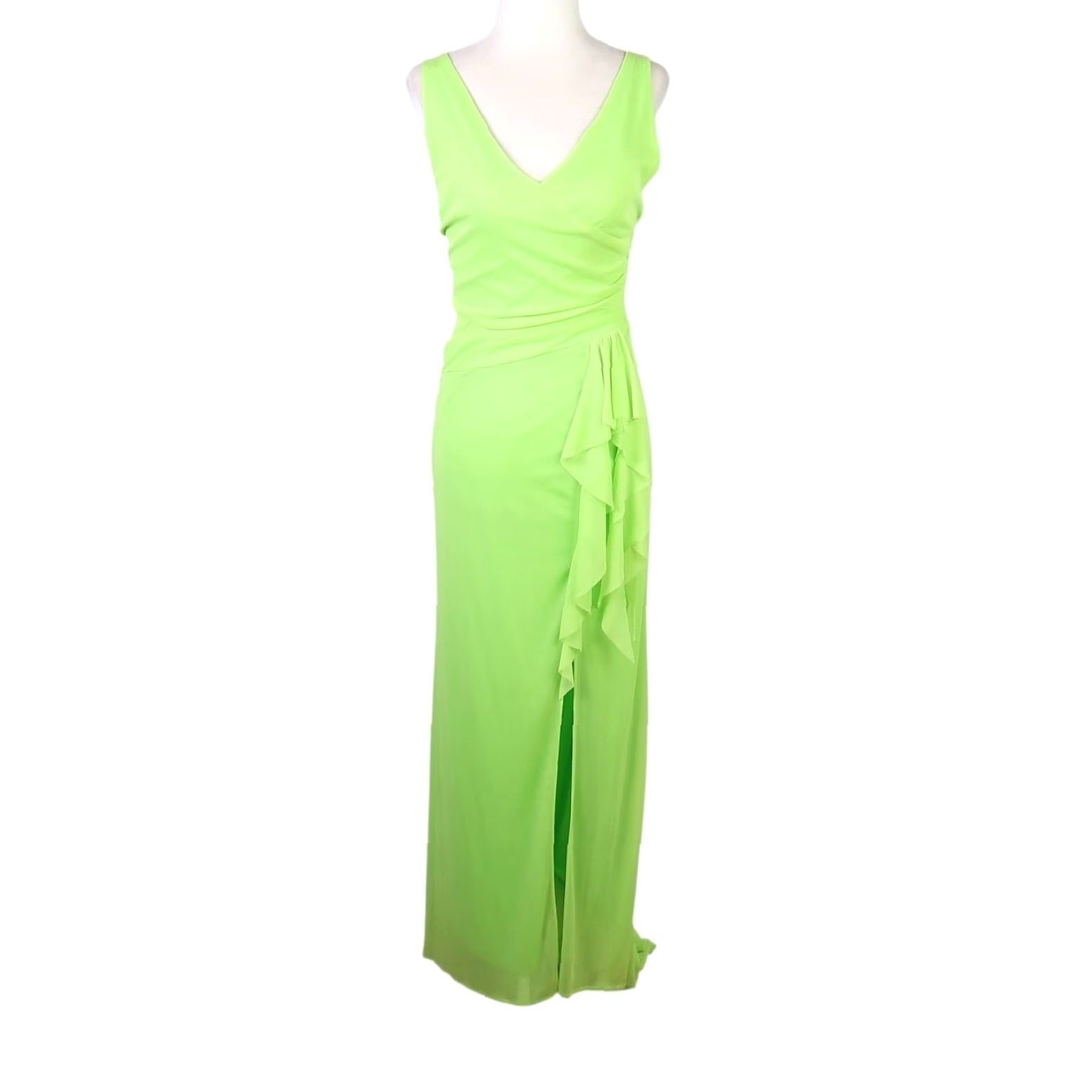 VINTAGE Zum Zum Lime Green Draped Long Maxi Prom Dress XS Women\'s 90s Ball