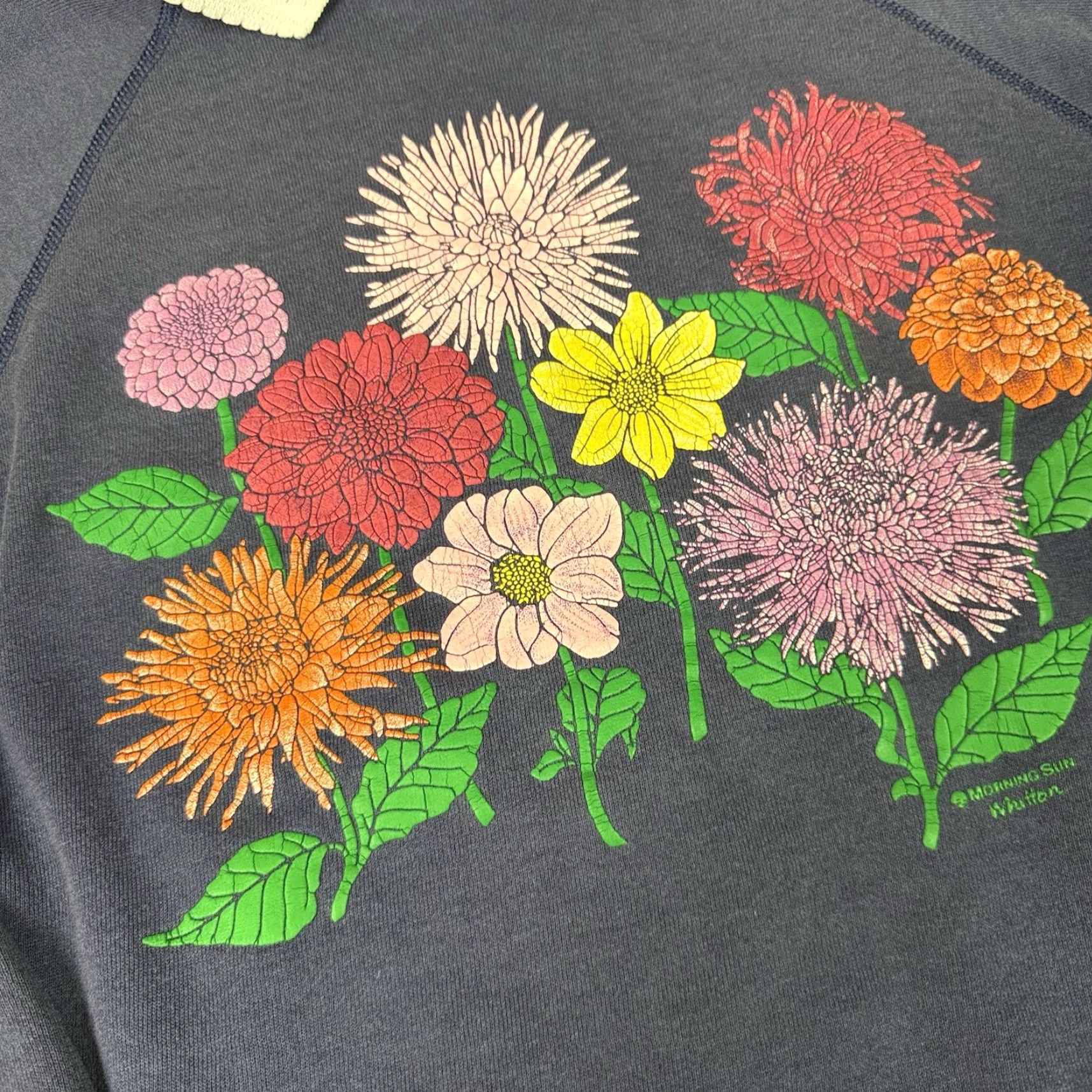 Vintage VINTAGE Morning Sun Floral Sweatshirt Adult L Blue 80s 90s Garden Hippie Retro Graphic Print Embroidered Crew Neck Pullover USA USA Proud Size L / US 10 / IT 46 - 3 Thumbnail