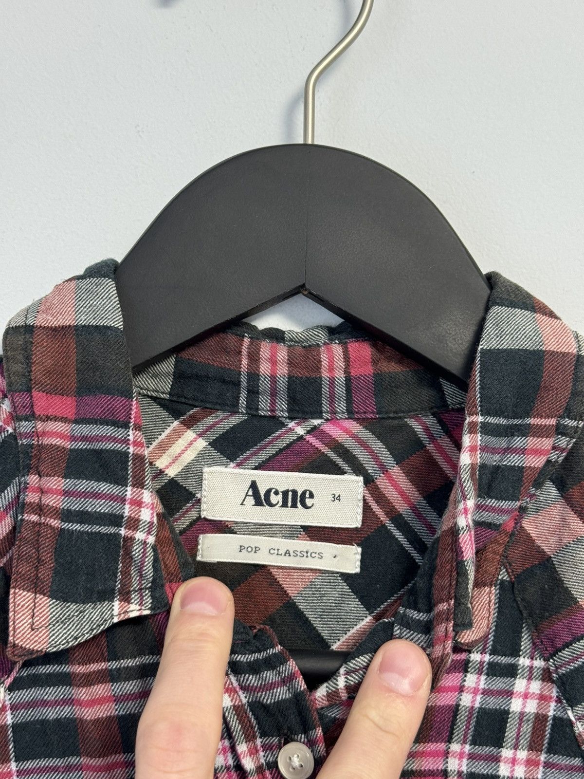 Acne Studios Acne Studios Pink Plaid Flannel Shirt Long Sleeve Size XXS / US 00 / IT 34 - 9 Thumbnail