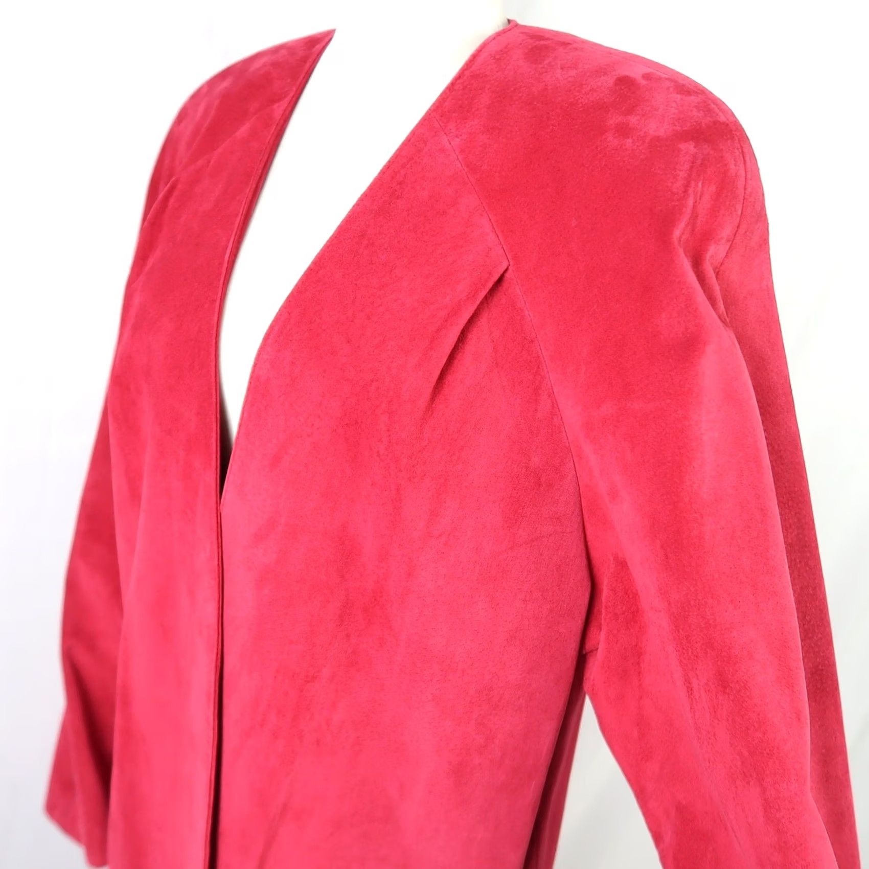 Vintage 80s Danier Suit Set Adult M Red Suede Leather Blazer Skirt Womens, Women's (Size 32) — image 3 of 6