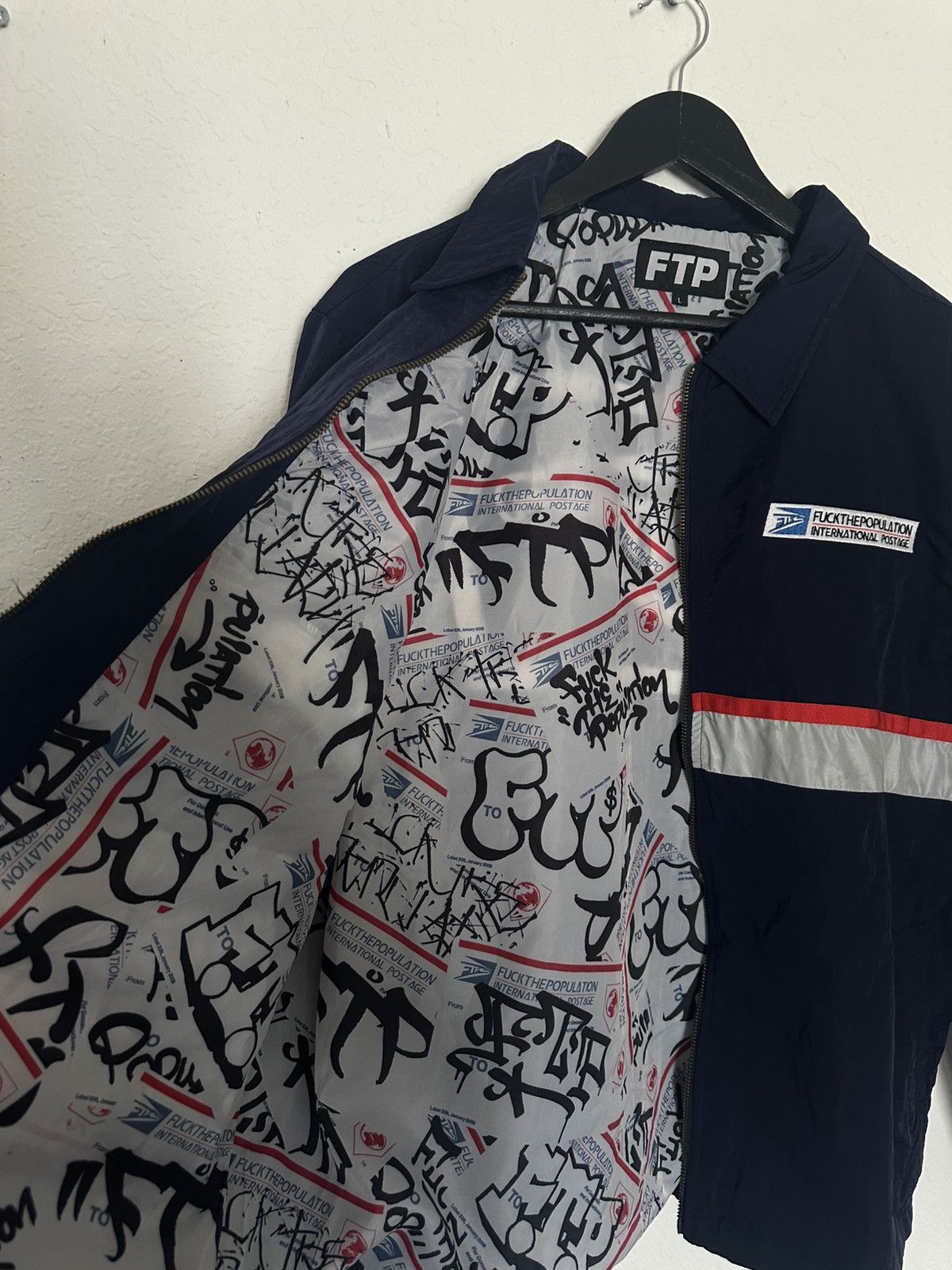 Fuck The Population FTP fw21 Postal USPS coach jacket - Size L Navy Size US L / EU 52-54 / 3 - 4 Thumbnail