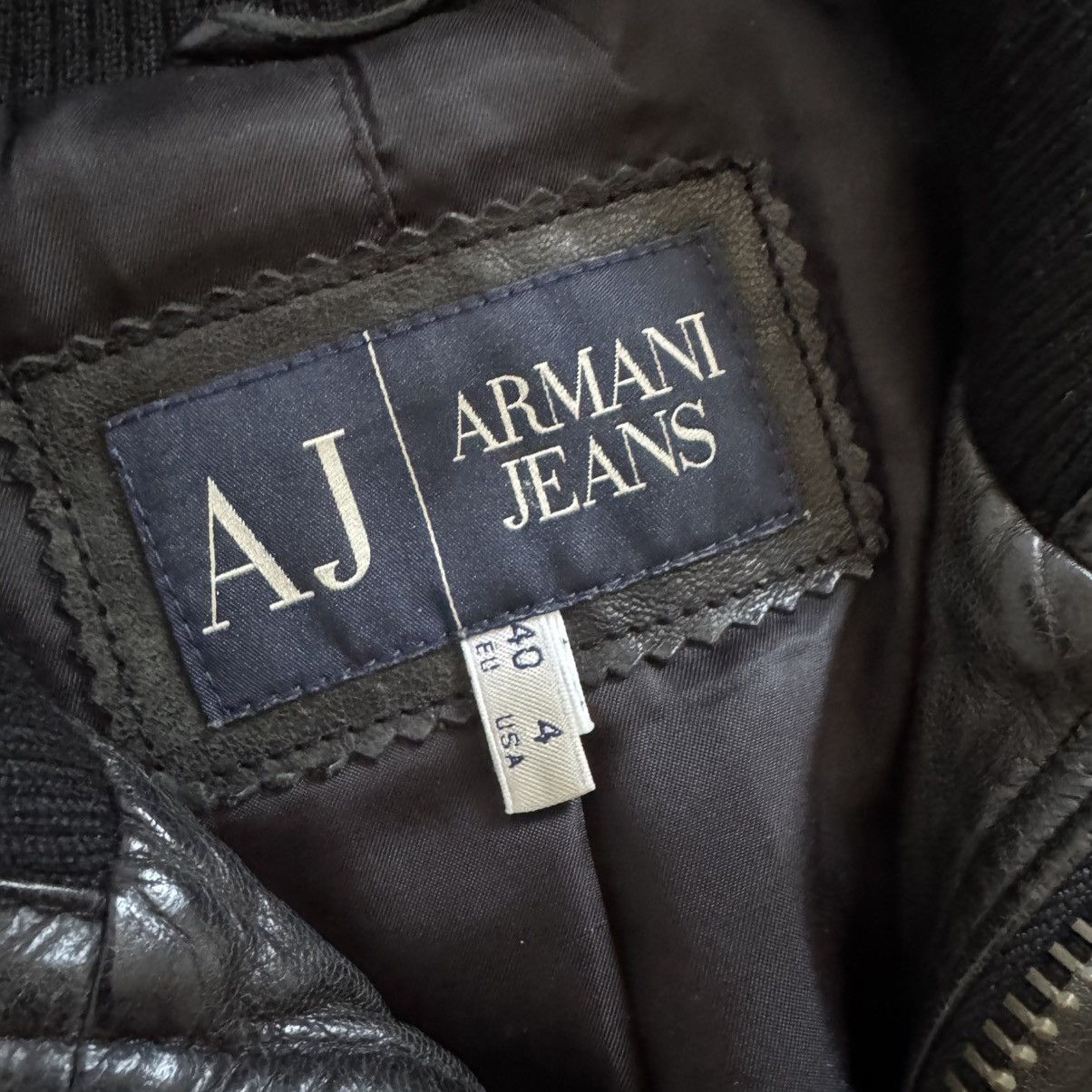 Emporio Armani Armani Jeans Vintage Cropped Leather Y2K Bomber Jacket Size S / US 4 / IT 40 - 3 Thumbnail