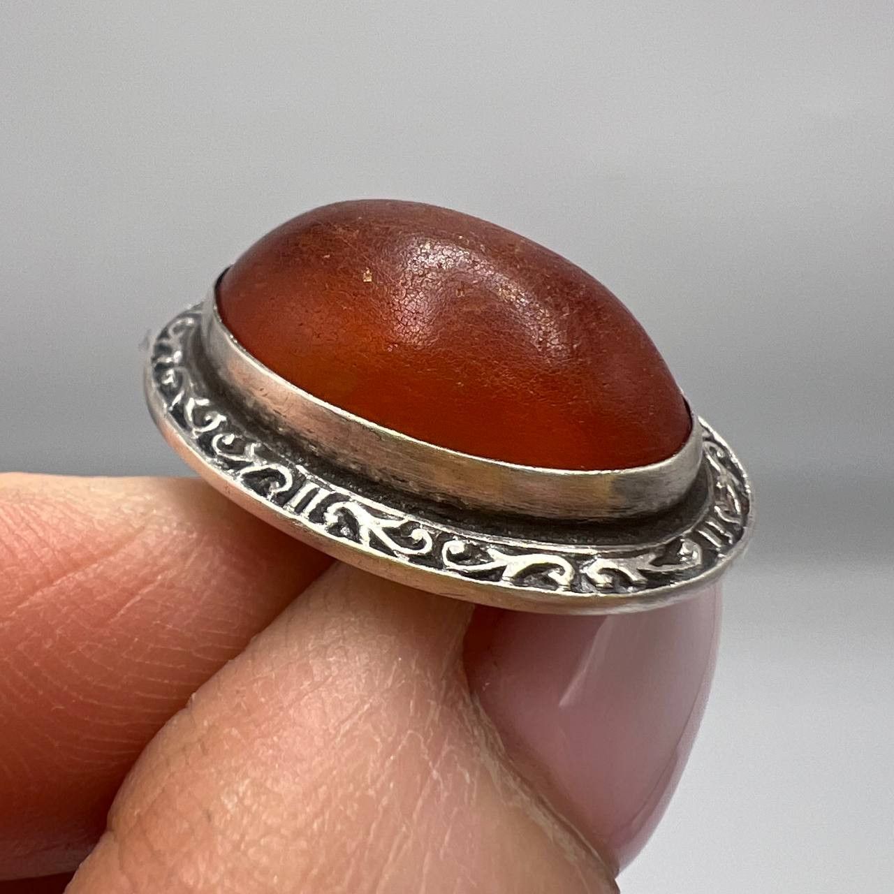 Sterling Silver Vintage Cufflinks Silver 875 Natural Baltic Amber Marked Size ONE SIZE - 3 Thumbnail