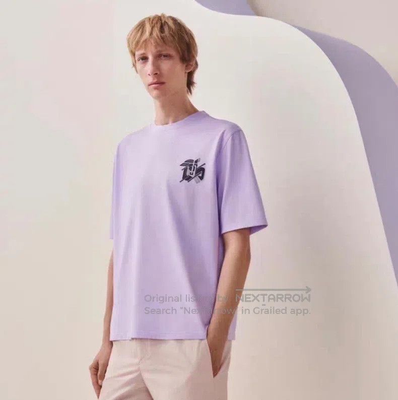 Hermes Hermes Lavender 100% Cotton Sheepskin Embellished Logo Sho Size US XXL / EU 58 / 5 - 2 Thumbnail