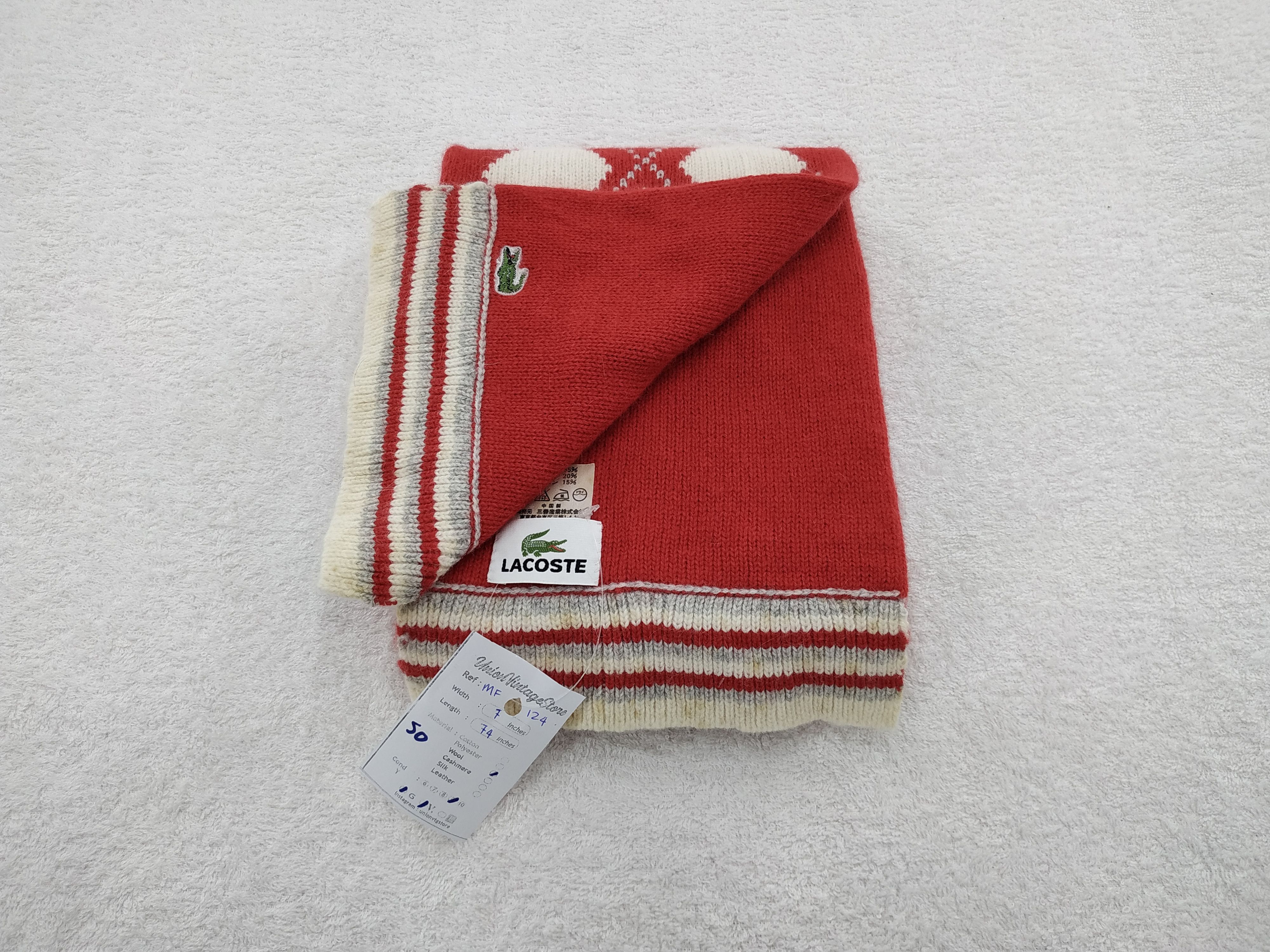 Lacoste Vintage Lacoste Scarf/Muffler/Neckwear MF124 Size ONE SIZE - 4 Thumbnail