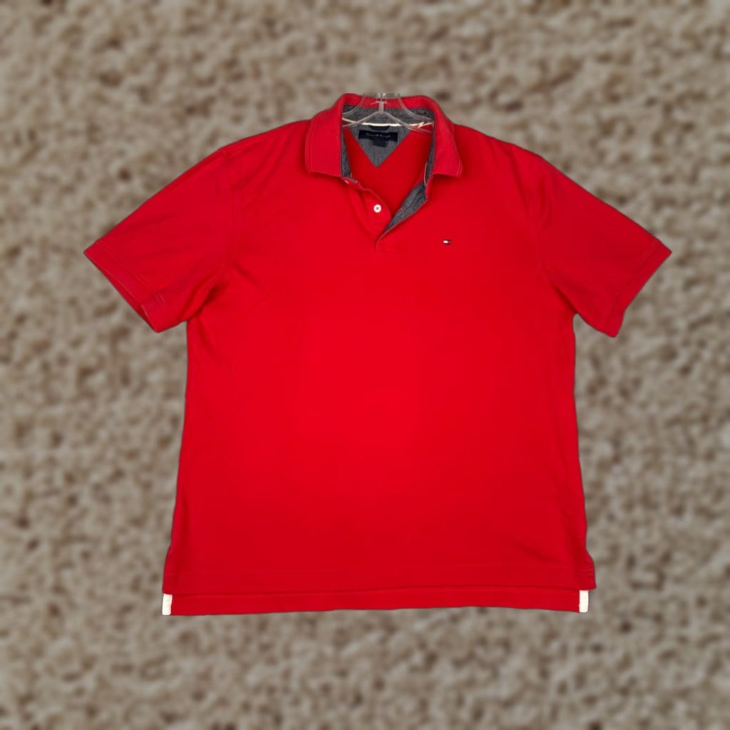 Tommy Hilfiger Tommy Hilfiger Polo Shirt Mens Adult Large Red 100% Cotton Short Sleeve Jersey Logo Modern Sports American Slim Vintage: No Size US L / EU 52-54 / 3 - 1 Thumbnail