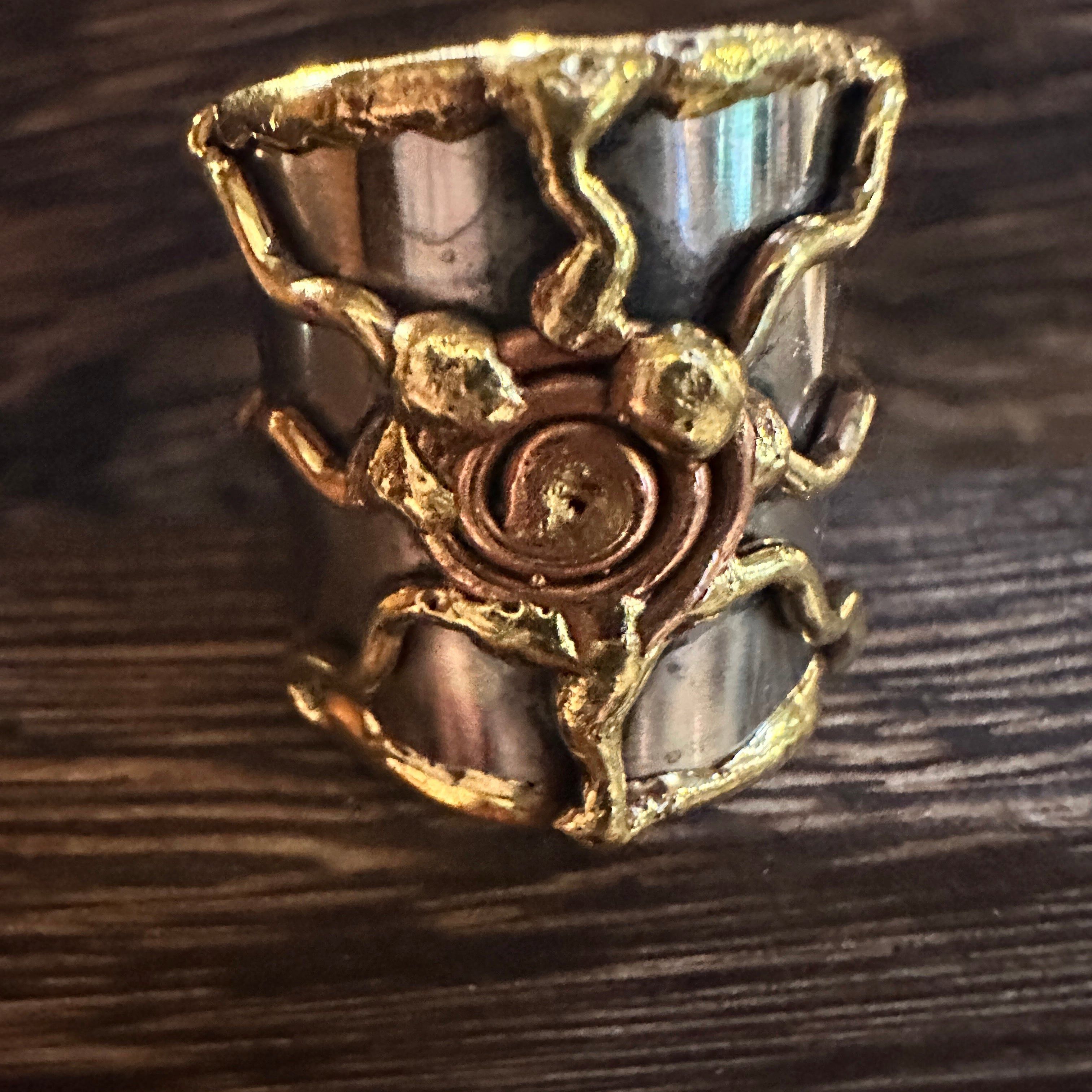Other Artisan Crafted Bohemian Silver & Copper Heart Wide Cuff Rin Size ONE SIZE - 1 Thumbnail