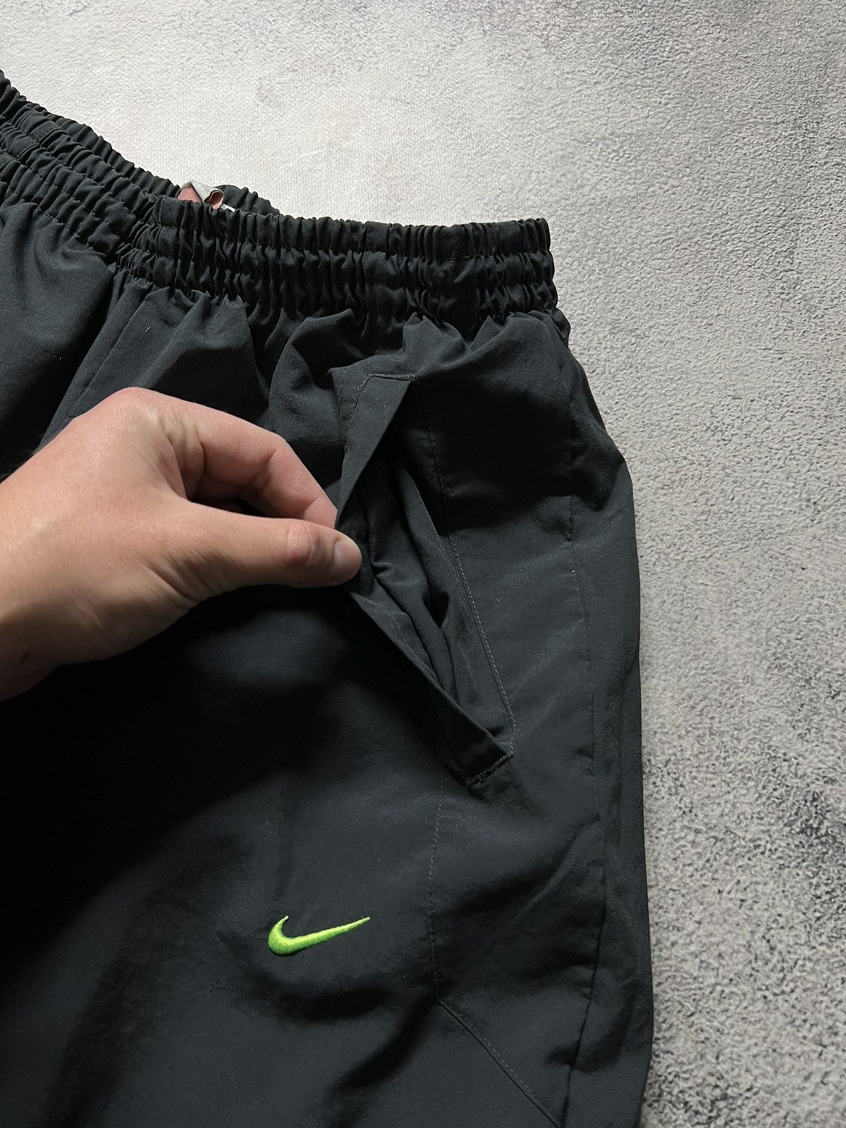 Nike × Vintage Vintage Y2k Nike 🩶 Nylon Mini Swoosh Pants 00’s Size US 32 / EU 48 - 7 Thumbnail